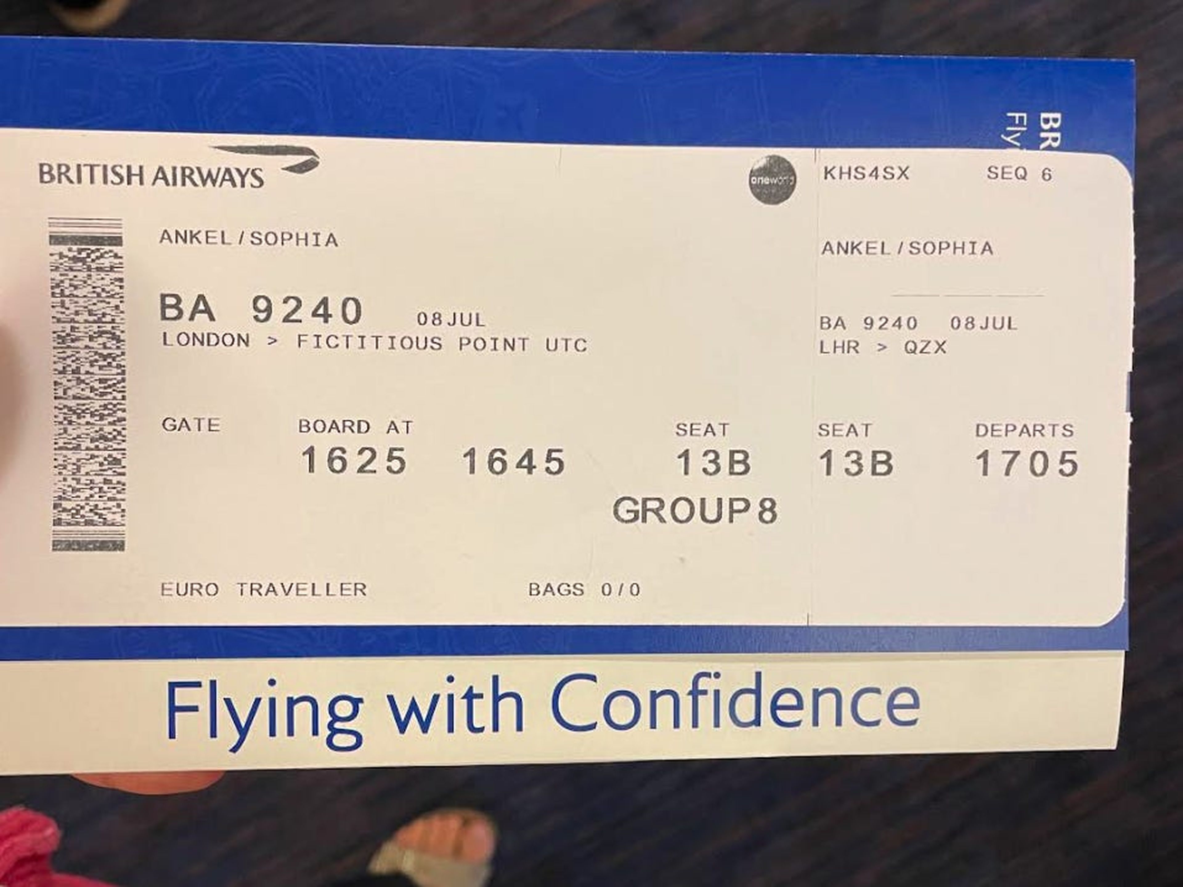 Mi billete de British Airways a un "punto ficticio", que en realidad consistía en volar por el aeropuerto de Heathrow durante 45 minutos. 