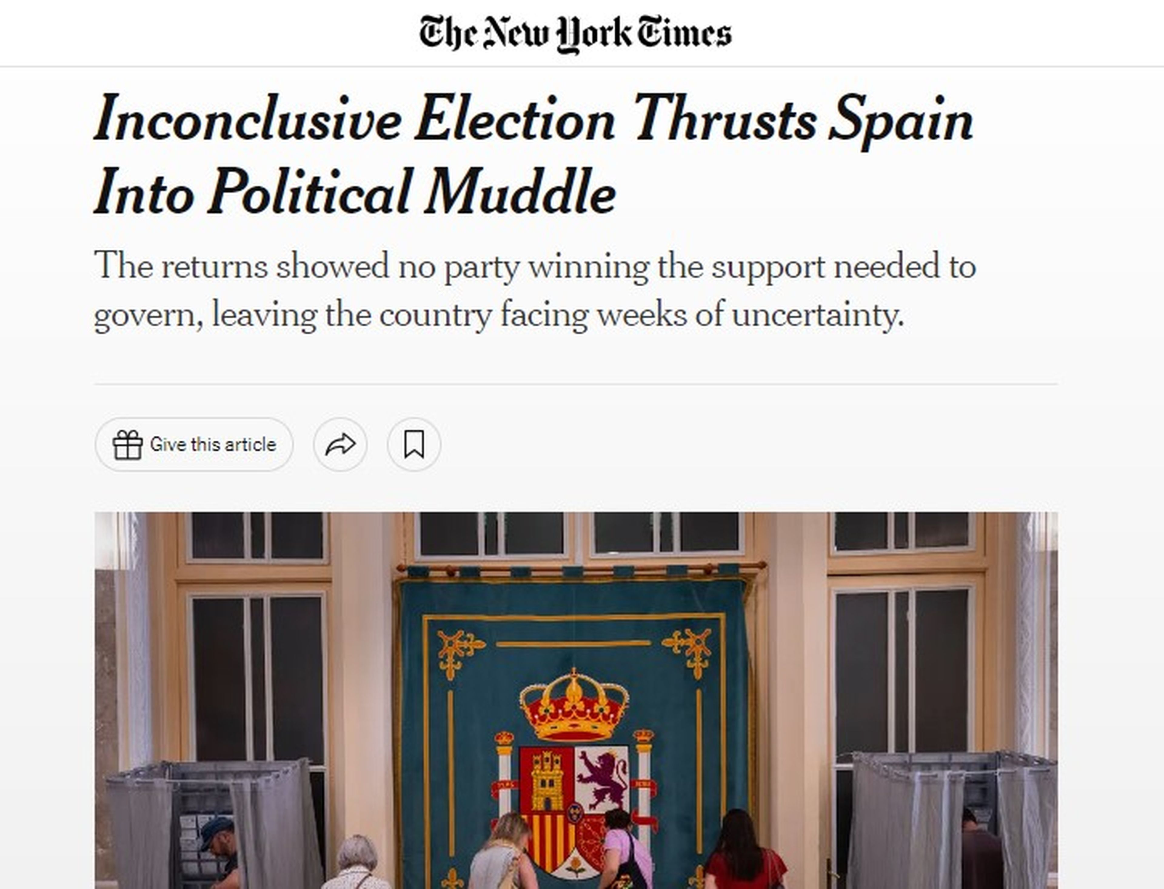 The New York Times, elecciones 23J