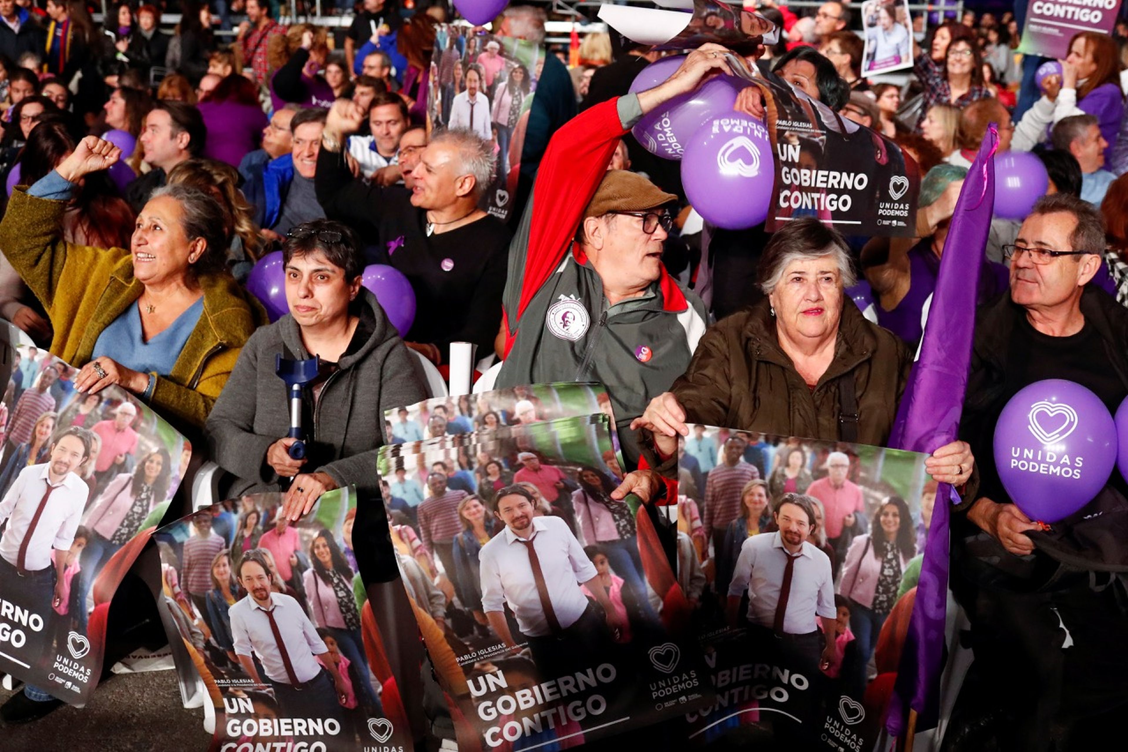 Pablo Iglesias en la campaña de Podemos del 10N de 2019.