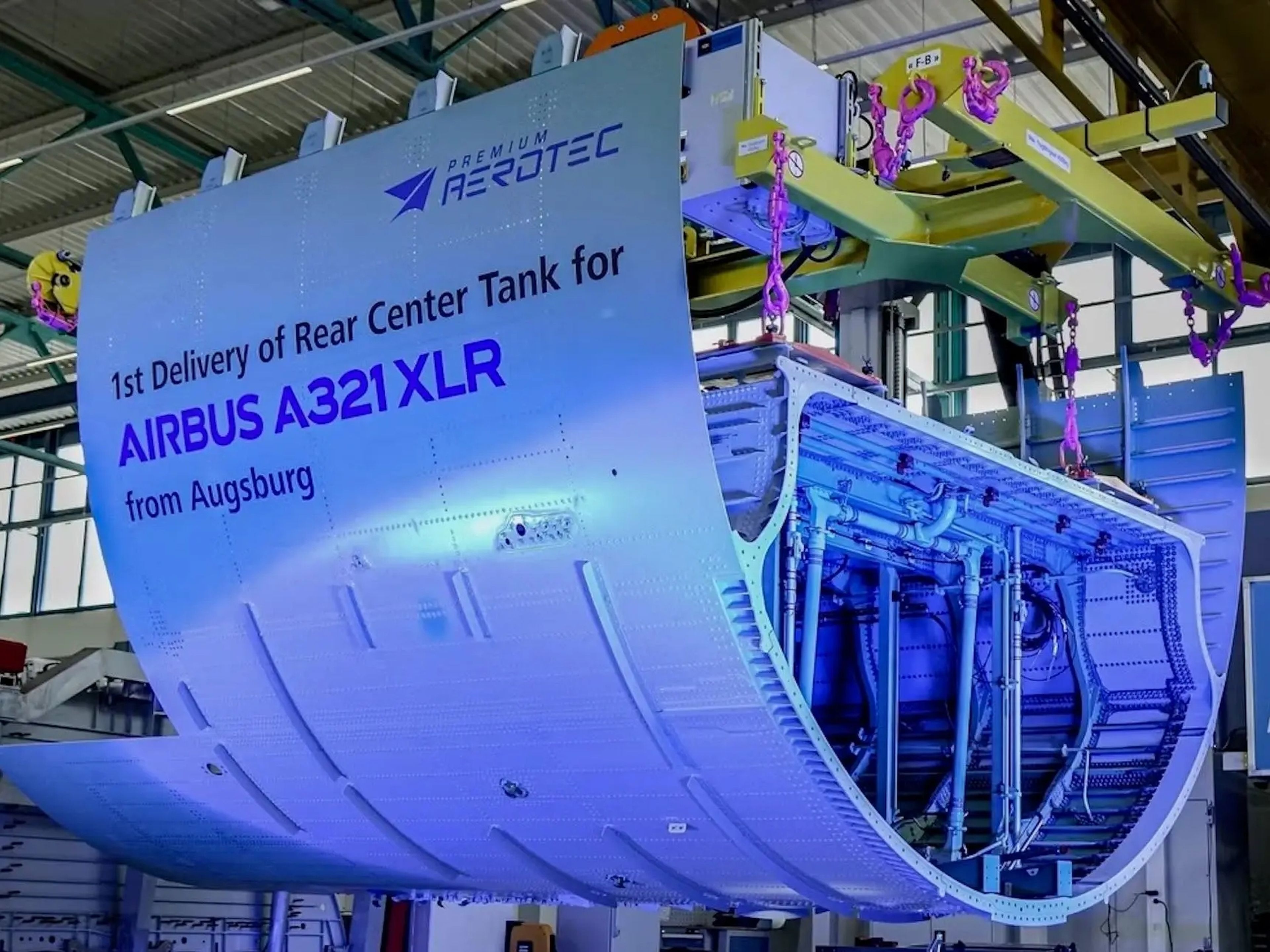 El primer depósito de combustible central trasero de Premium Aerotec para el Airbus A321XLR.