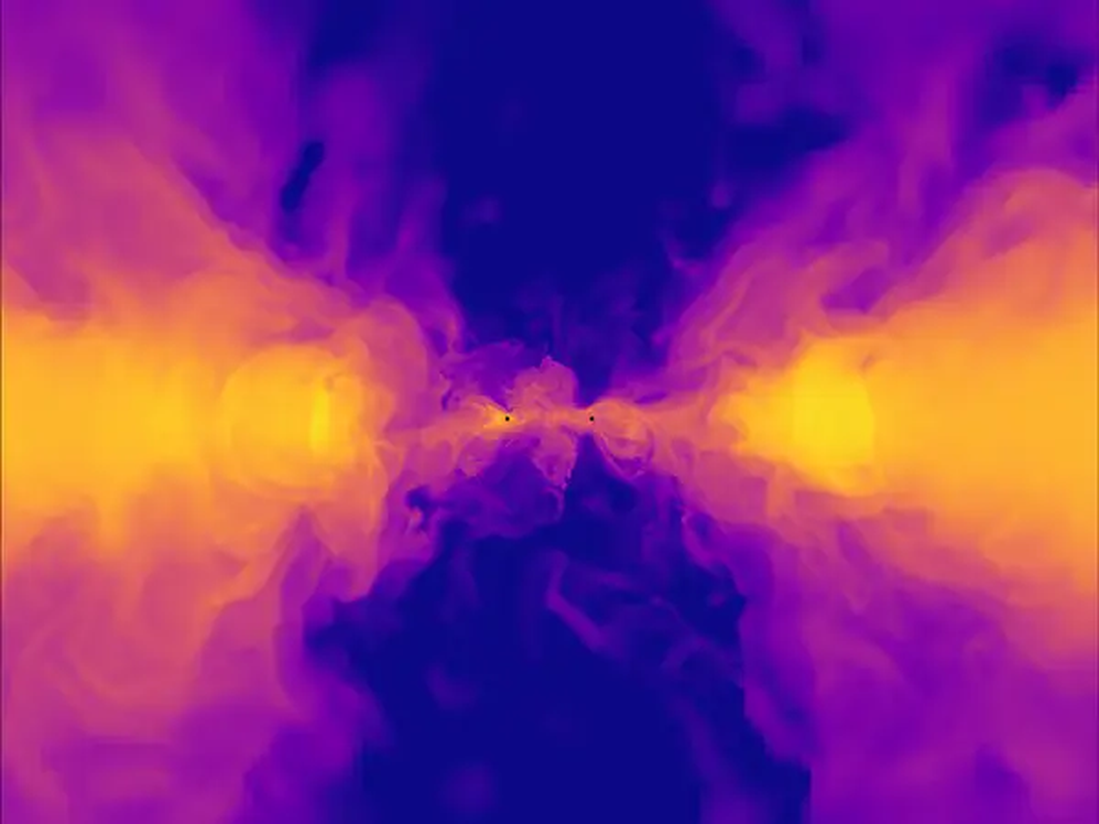 Simulación de agujeros negros en fusión