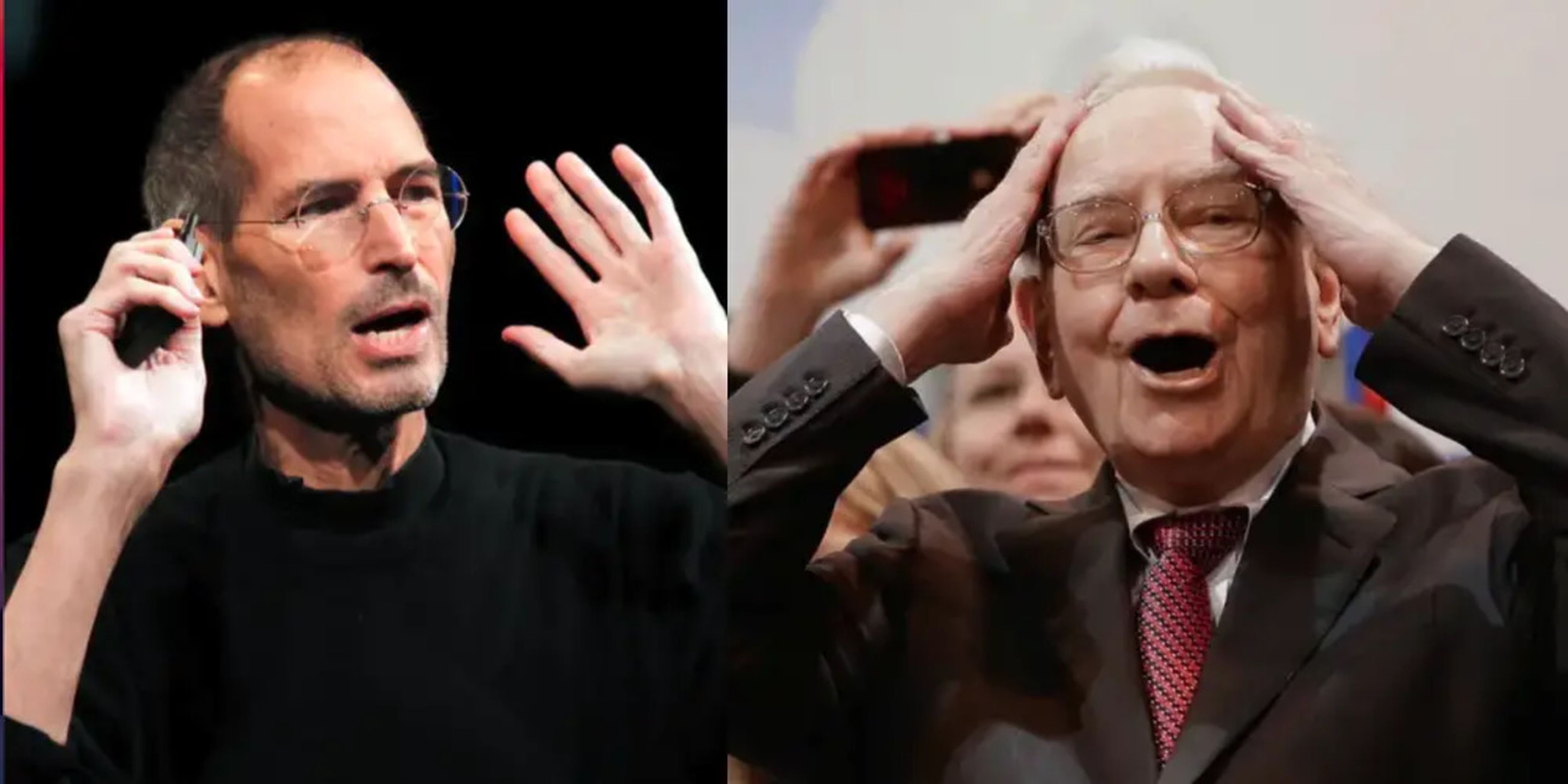 Steve Jobs, fundador de Apple (izq.), y el inversor Warren Buffet.