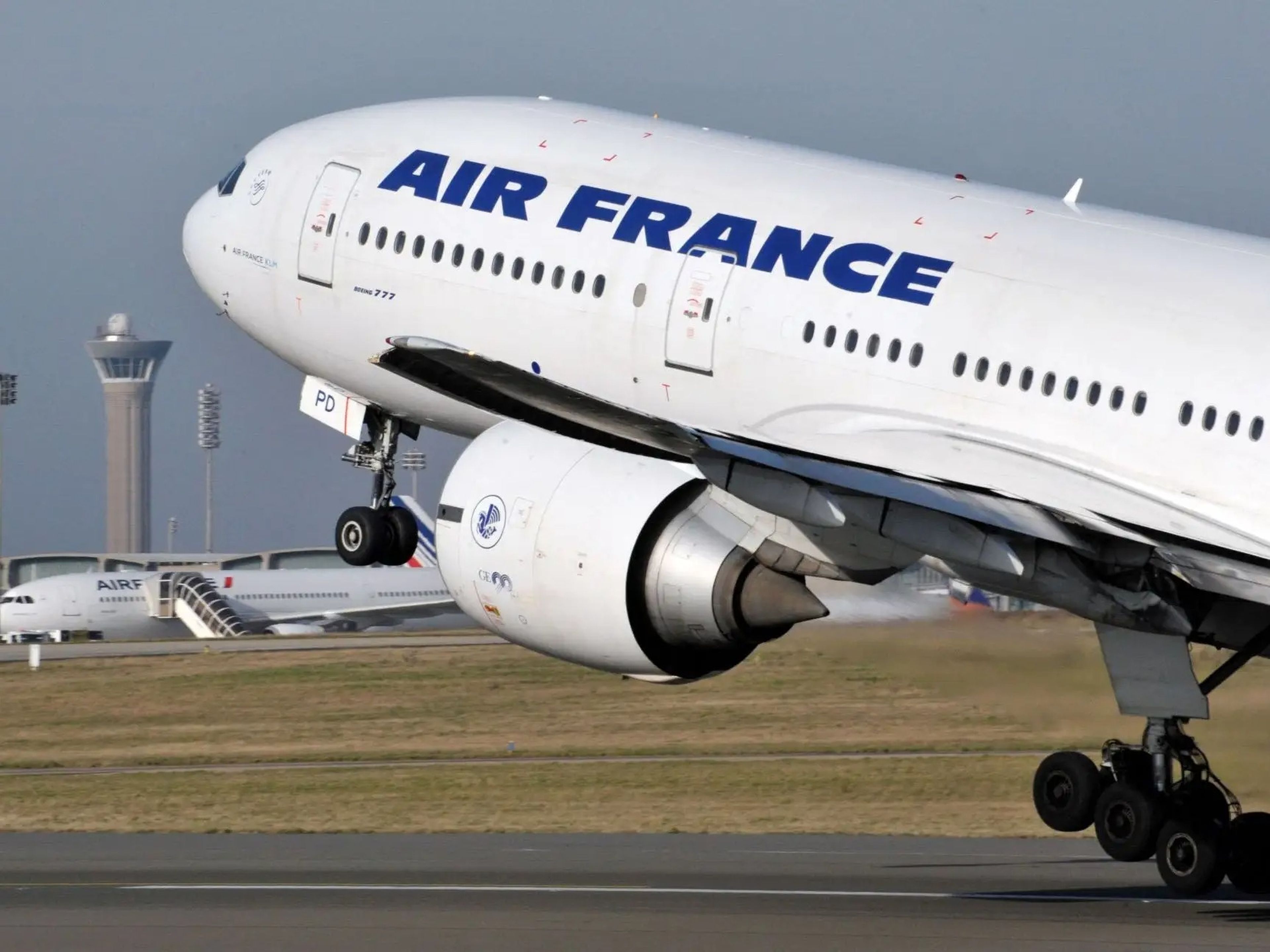 An Air France 777 taking off.