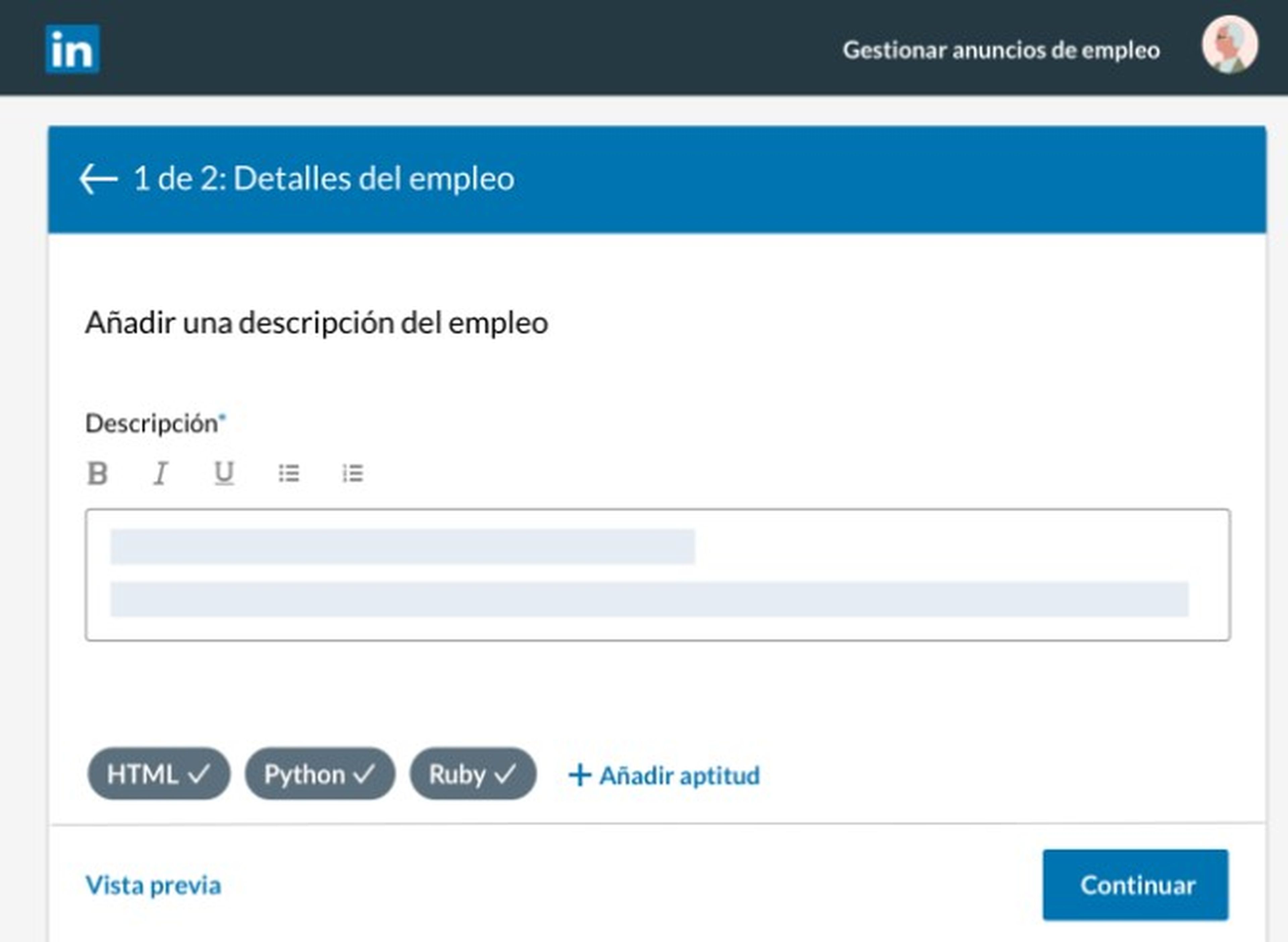Captura de pantalla de LinkedIn proporcionada por Raúl Suárez.