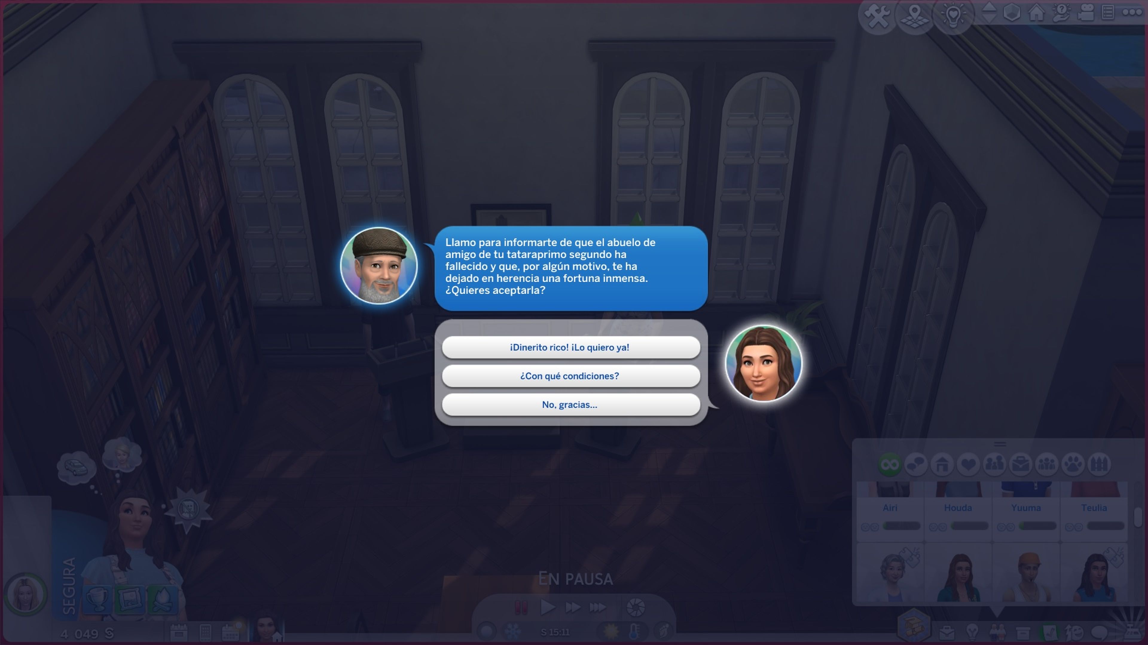 Captura de pantalla de Los Sims4. Herencia en los Sims.