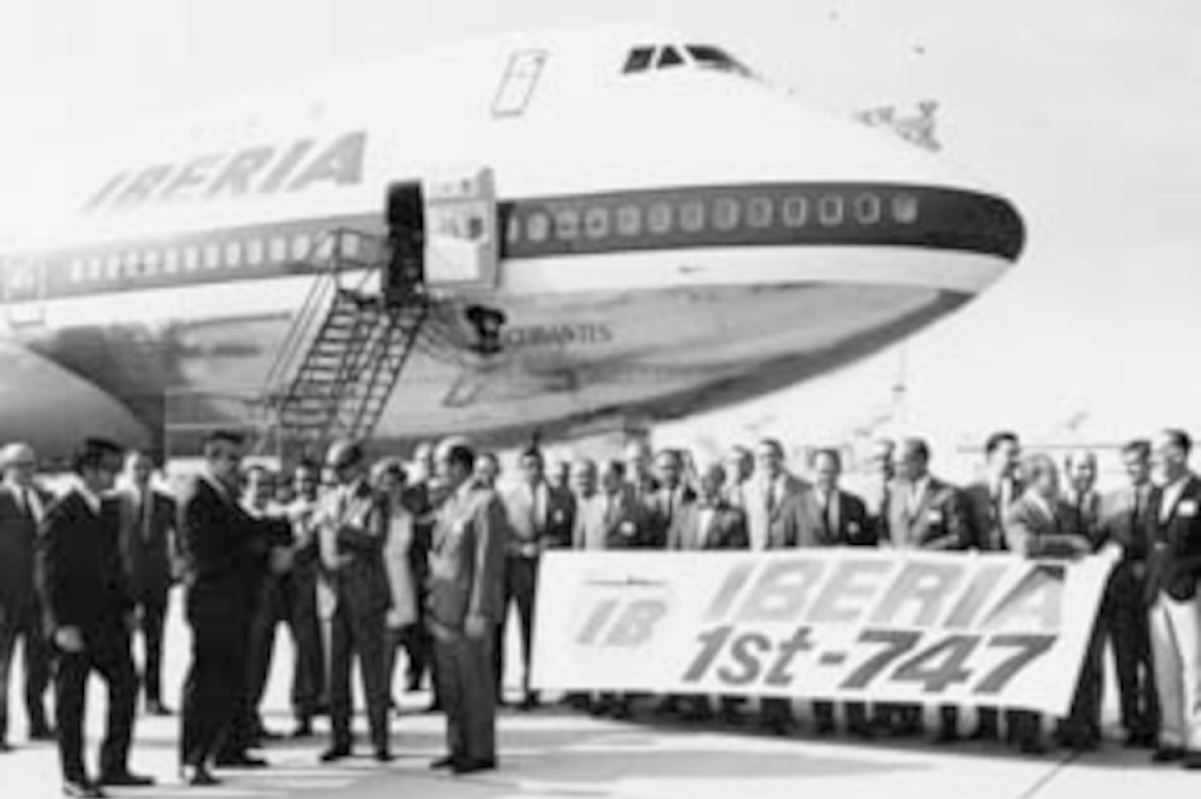 Imagen del primer Boeing 747 de Iberia, bautizado como 'Cervantes'.