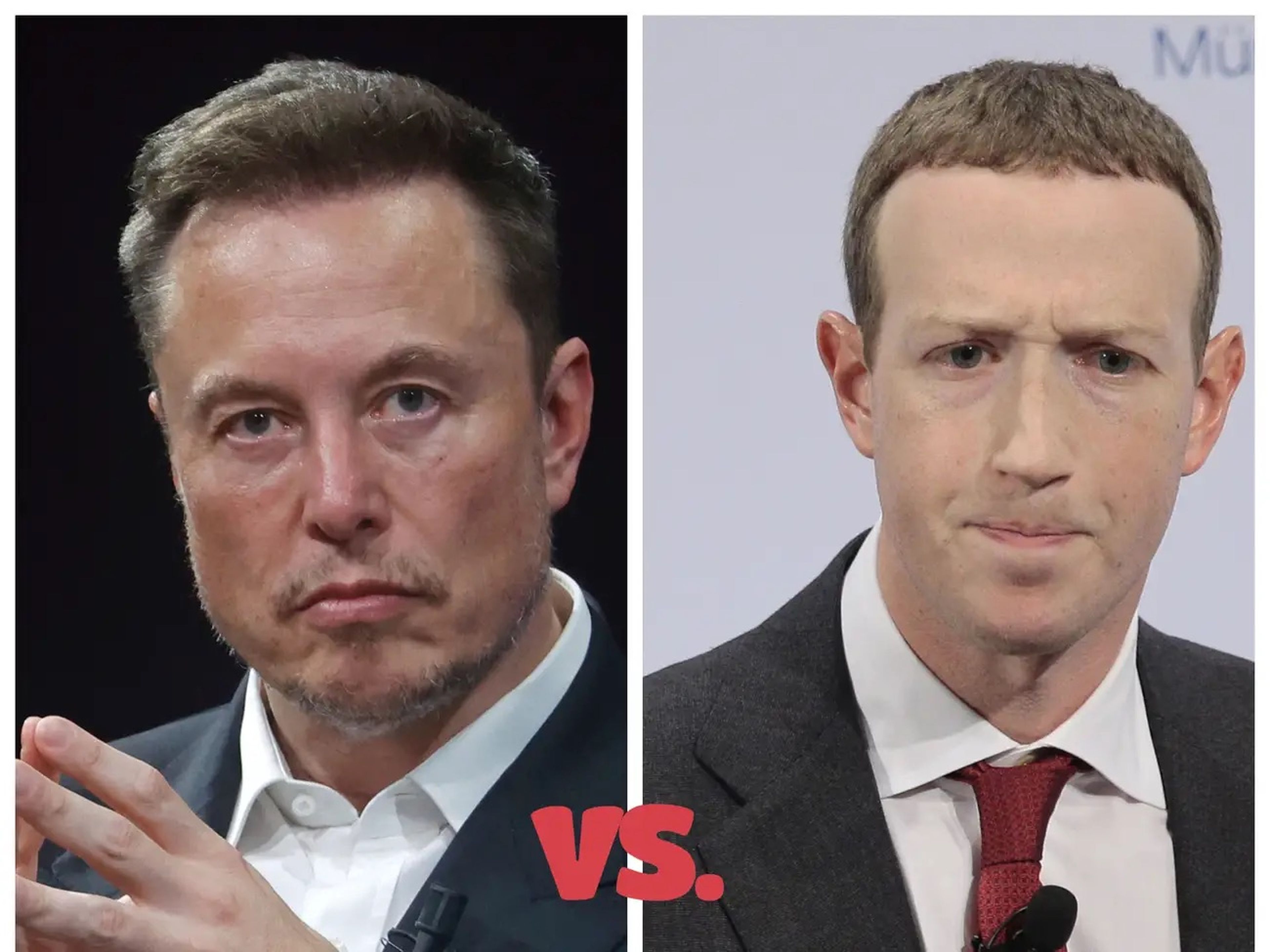 A la izquierda, Elon Musk. A la derecha, Mark Zuckerberg.