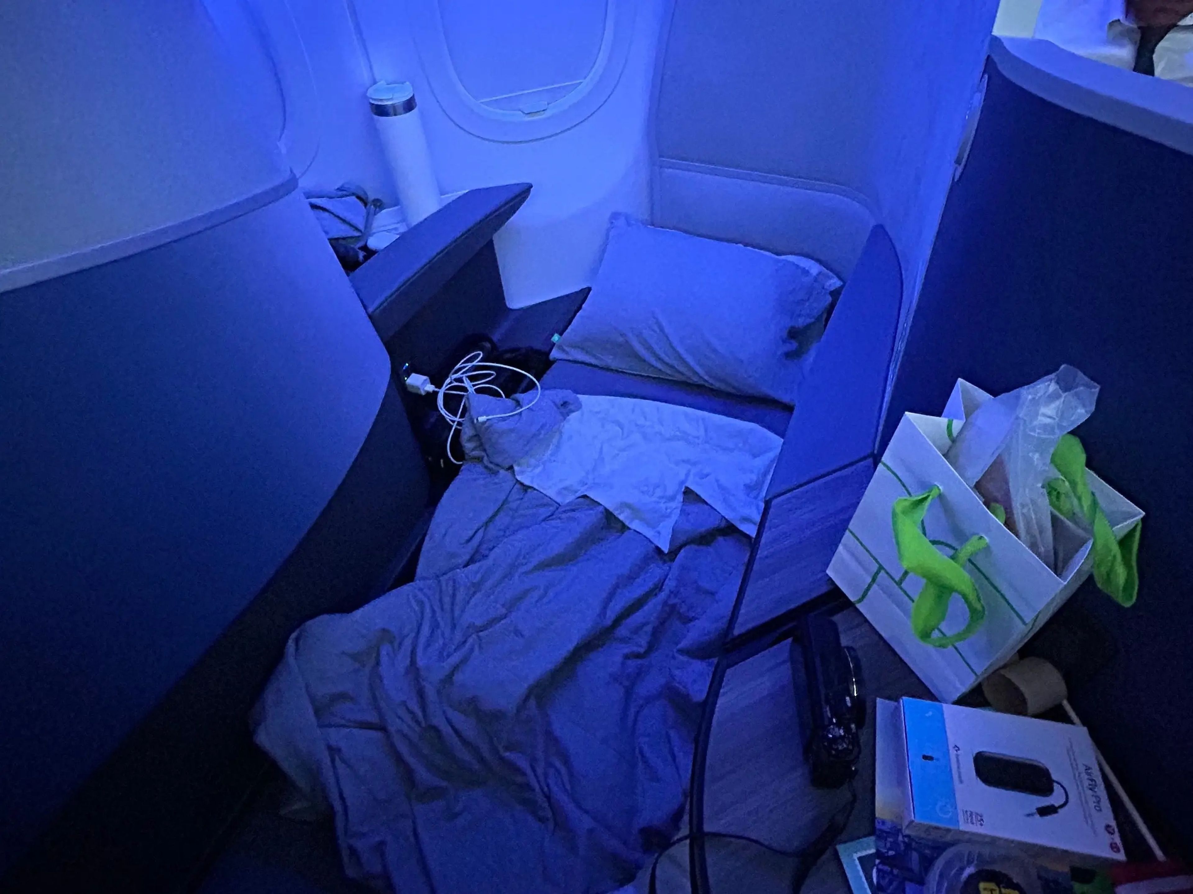 The lie-flat seat in JetBlue's Mint cabin.
