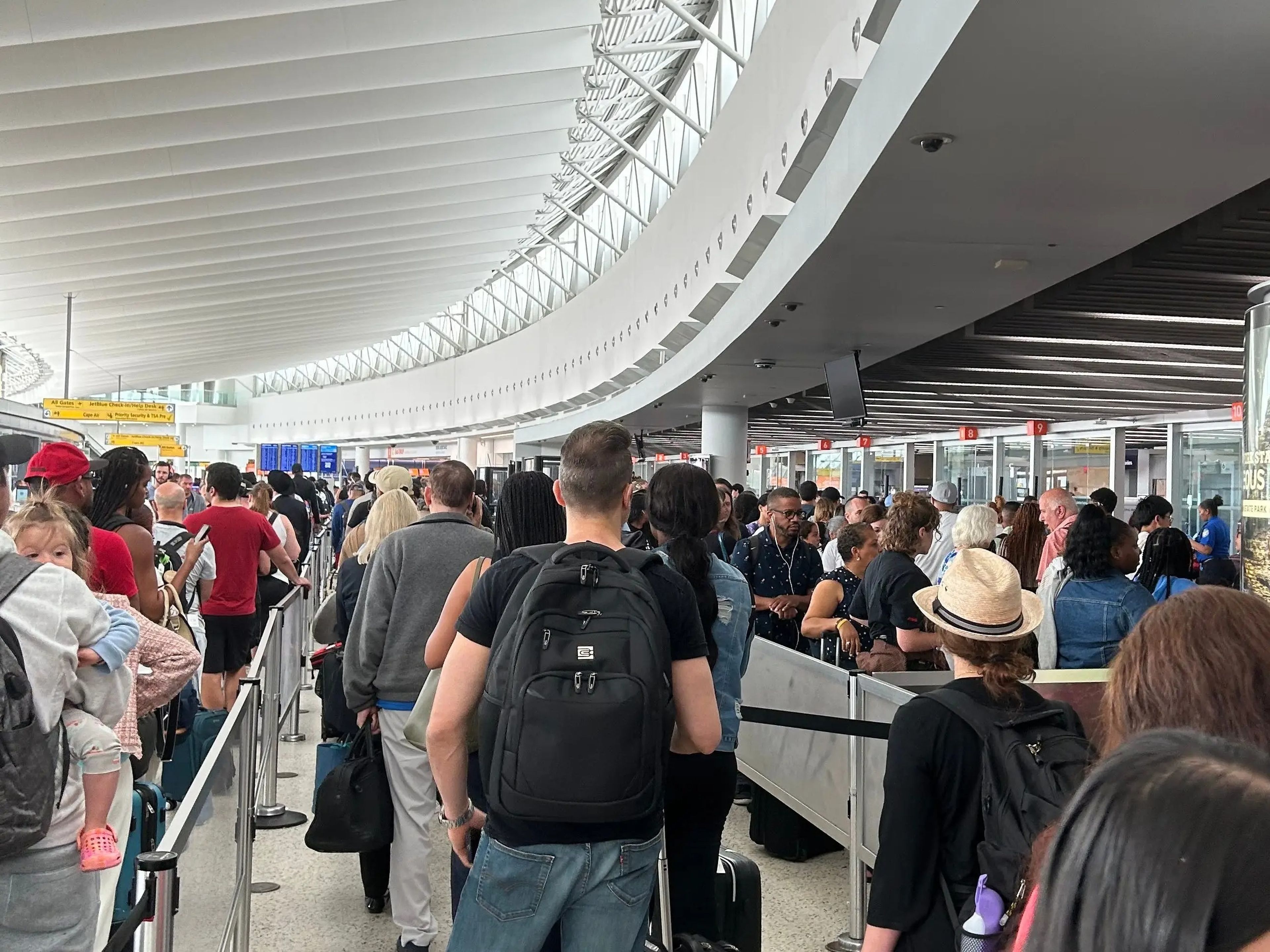A line for priority security at JFK.