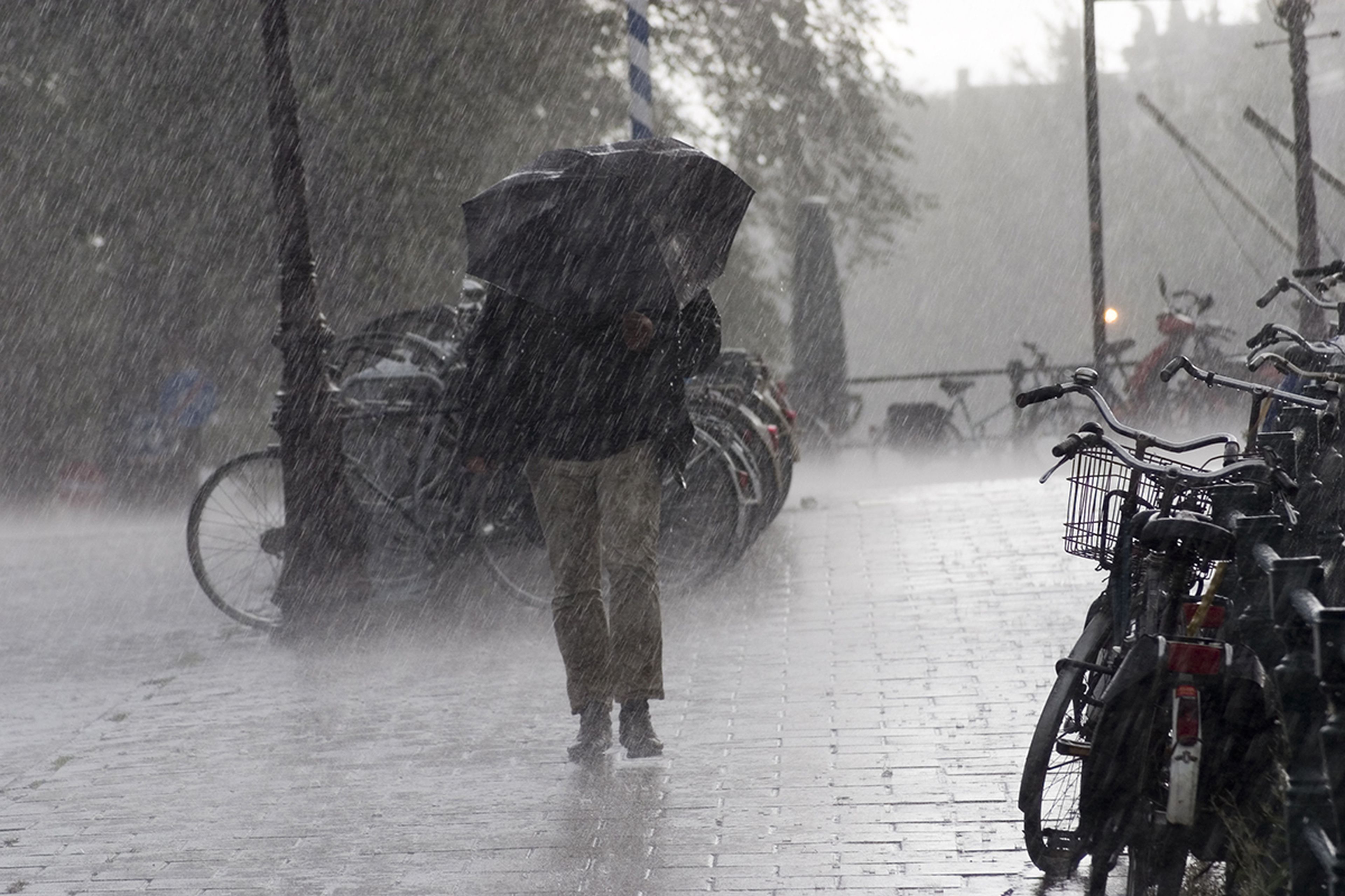 Persona con paraguas protegiéndose de la lluvia