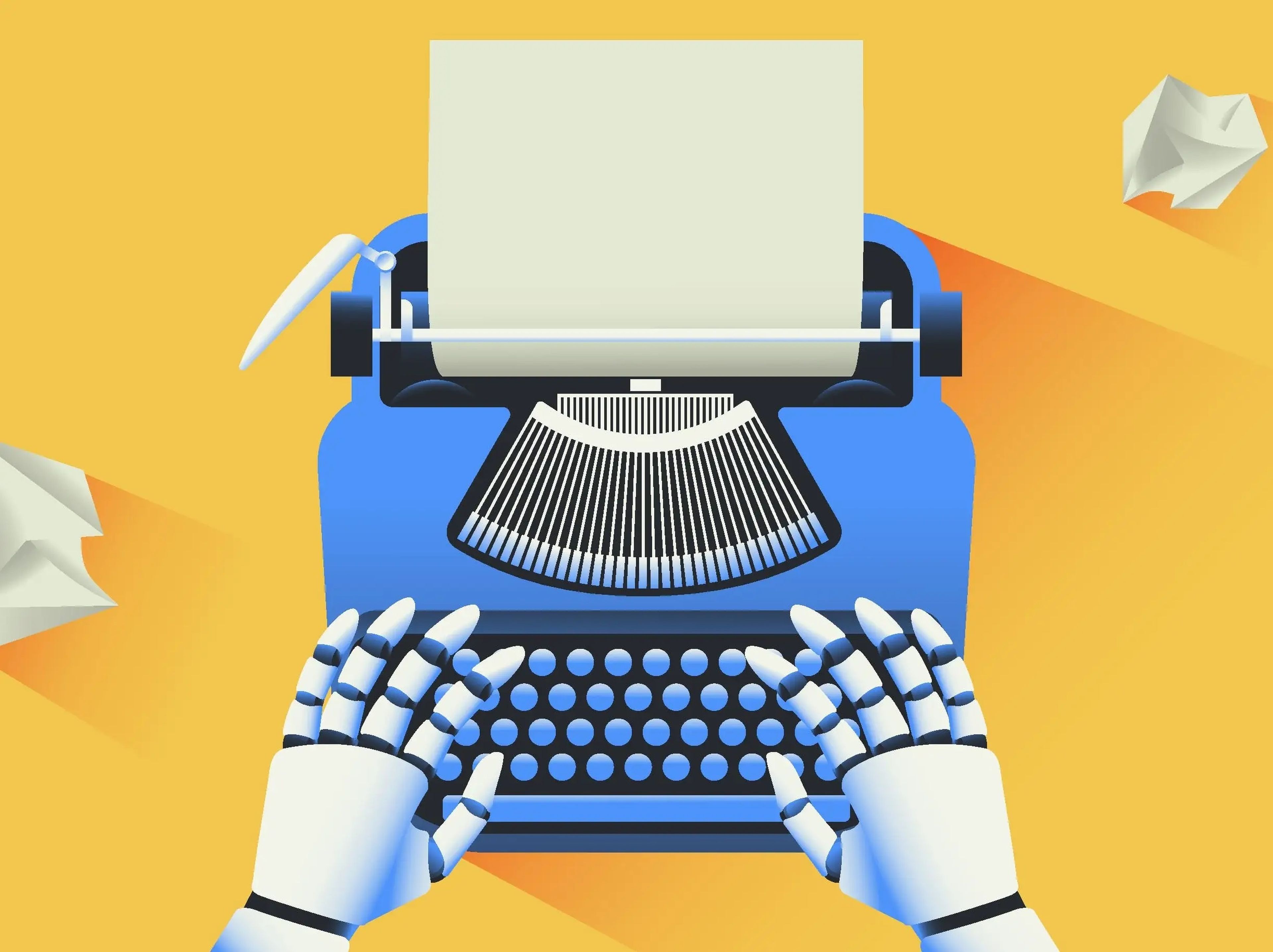 Un robot o una inteligencia artificial con una máquina de escribir.