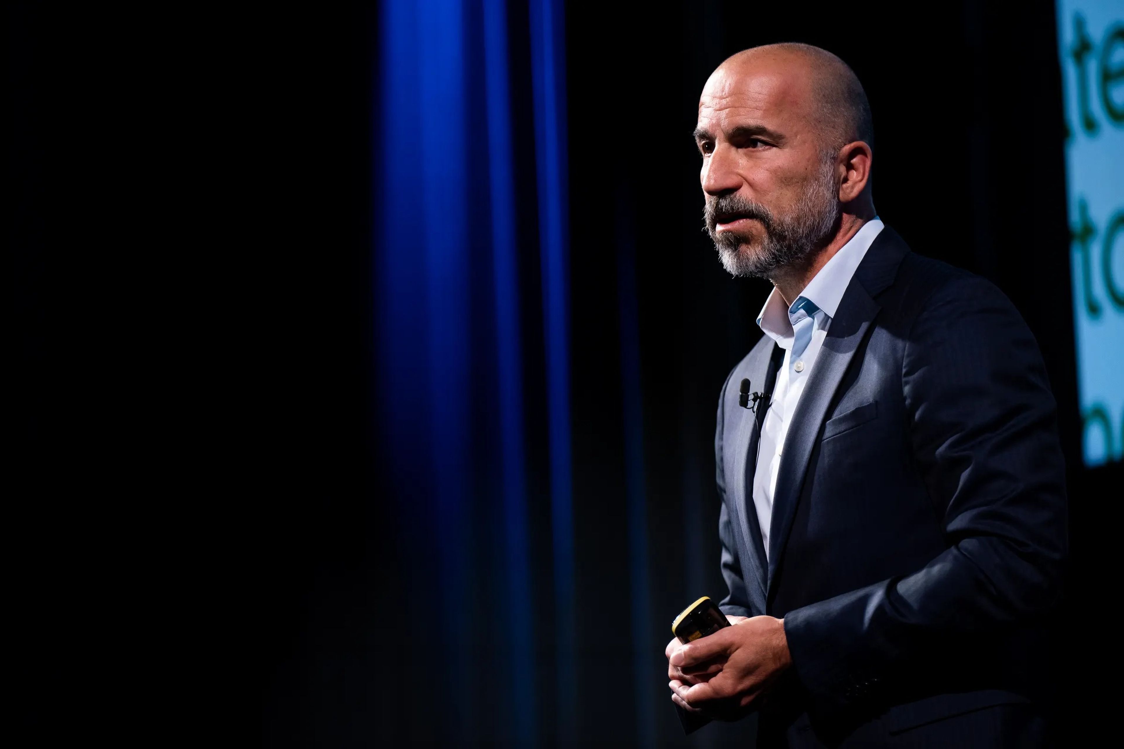 Uber chief executive Dara Khosrowshahi speaks as Uber announces new sustainability features during an event at BAFTA in Piccadilly, London.Picture date: Thursday June 8, 2023.
