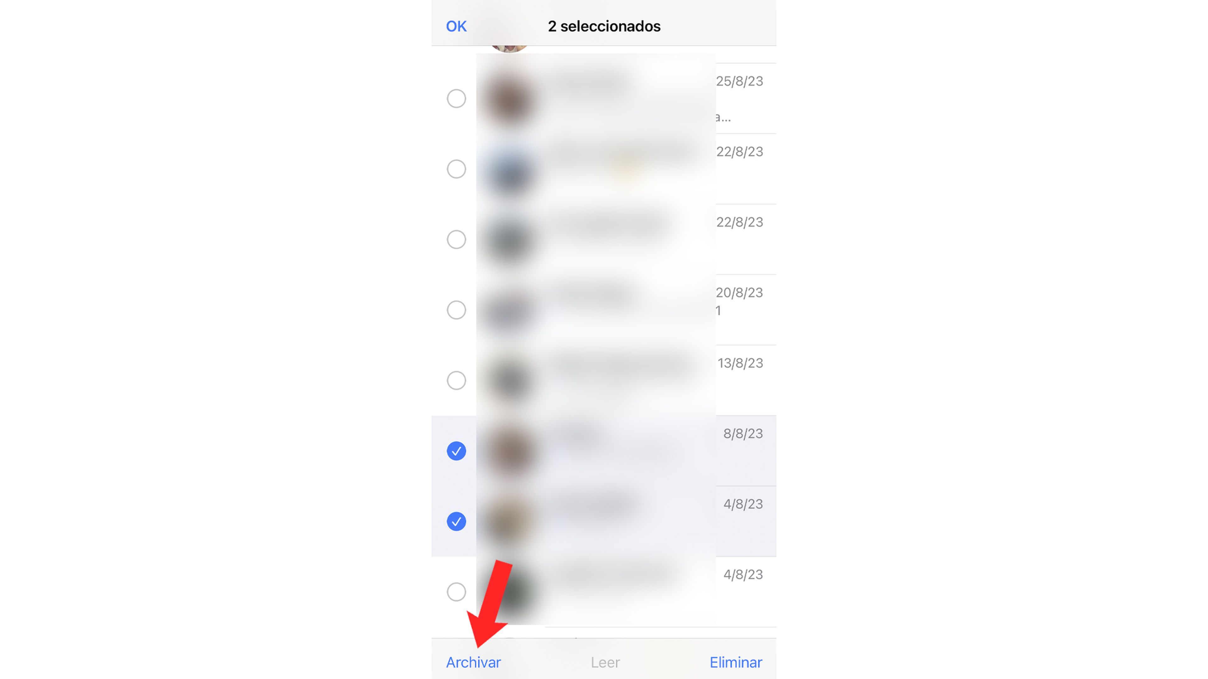 Cómo ocultar los mensajes de WhatsApp IOS