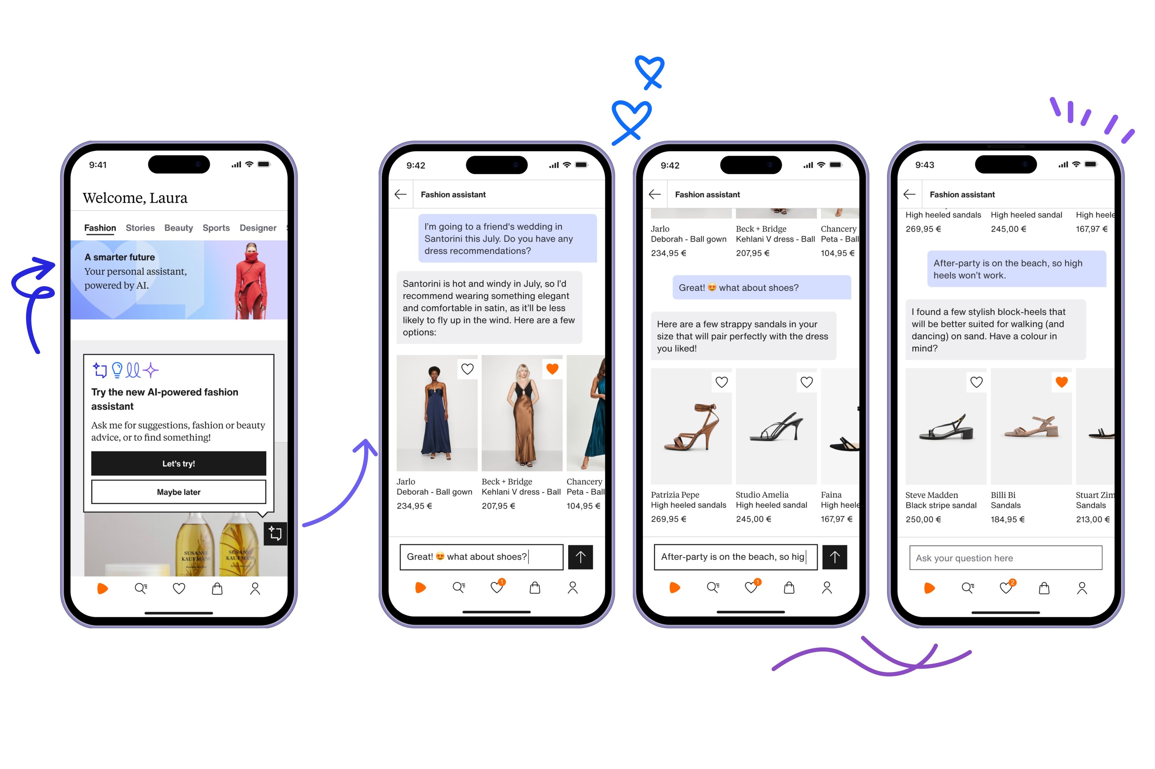 Imágenes de cómo funciona la herramienta Fashion Assistant de Zalando.