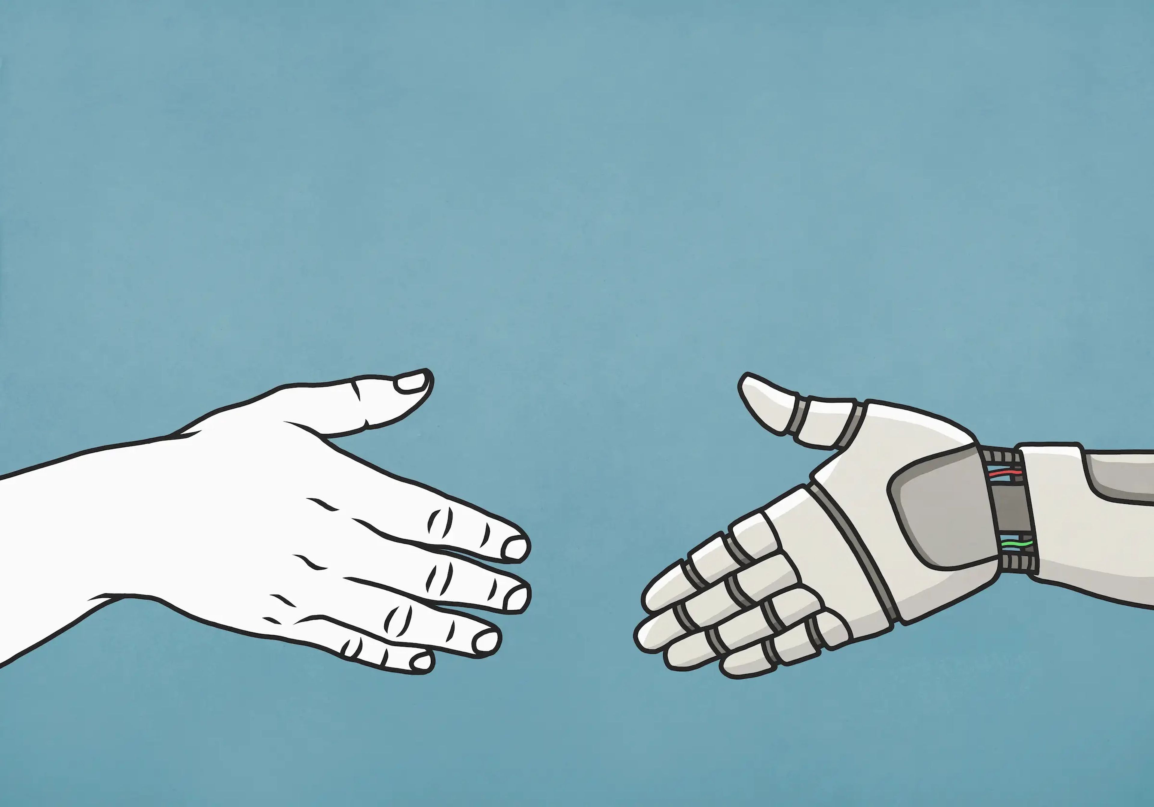 La IA y el ser humano se dan la mano.