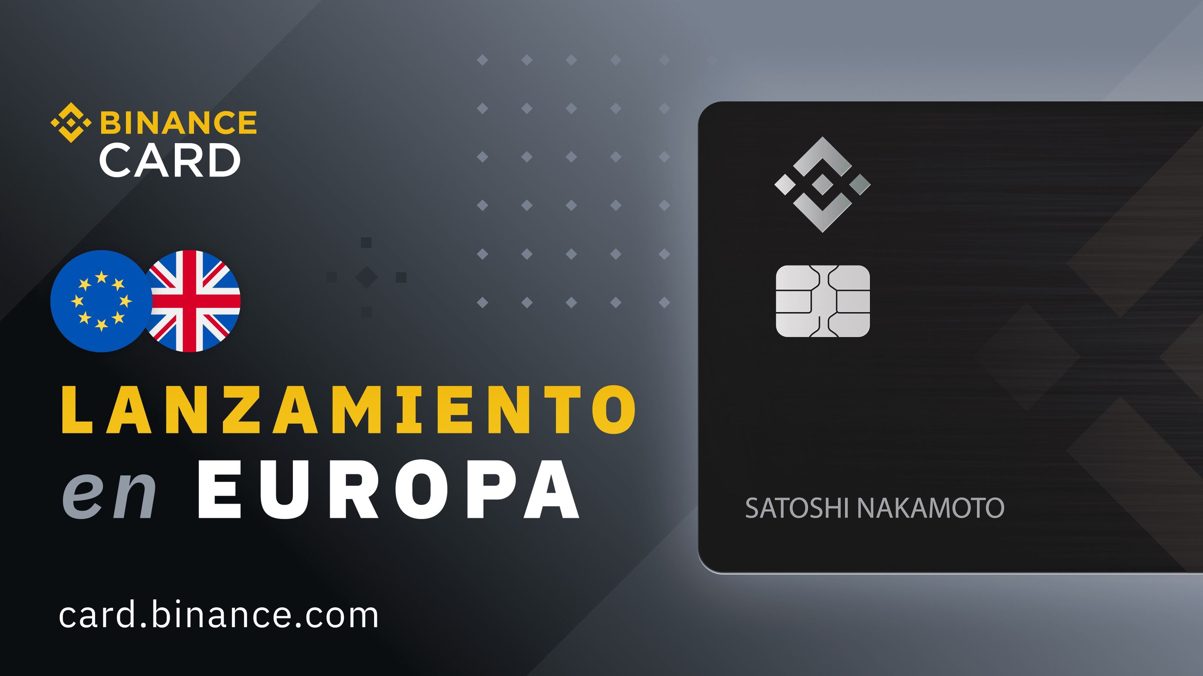 Imagen anunciando el lanzamiento de Binance Card en Europa. 