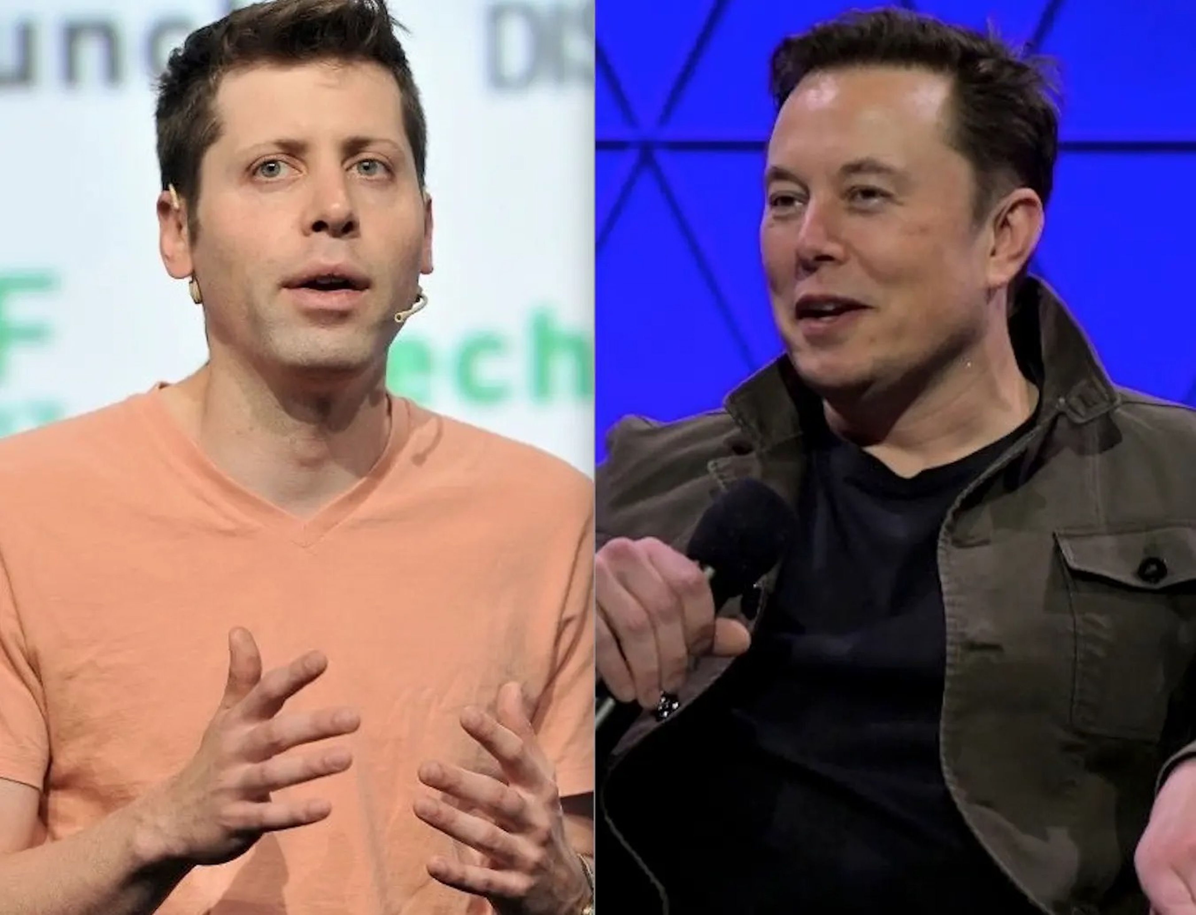 Sam Altman (CEO de la OpenAI, la desarrolladora de ChatGPT) y Elon Musk (CEO de Tesla y SpaceX).