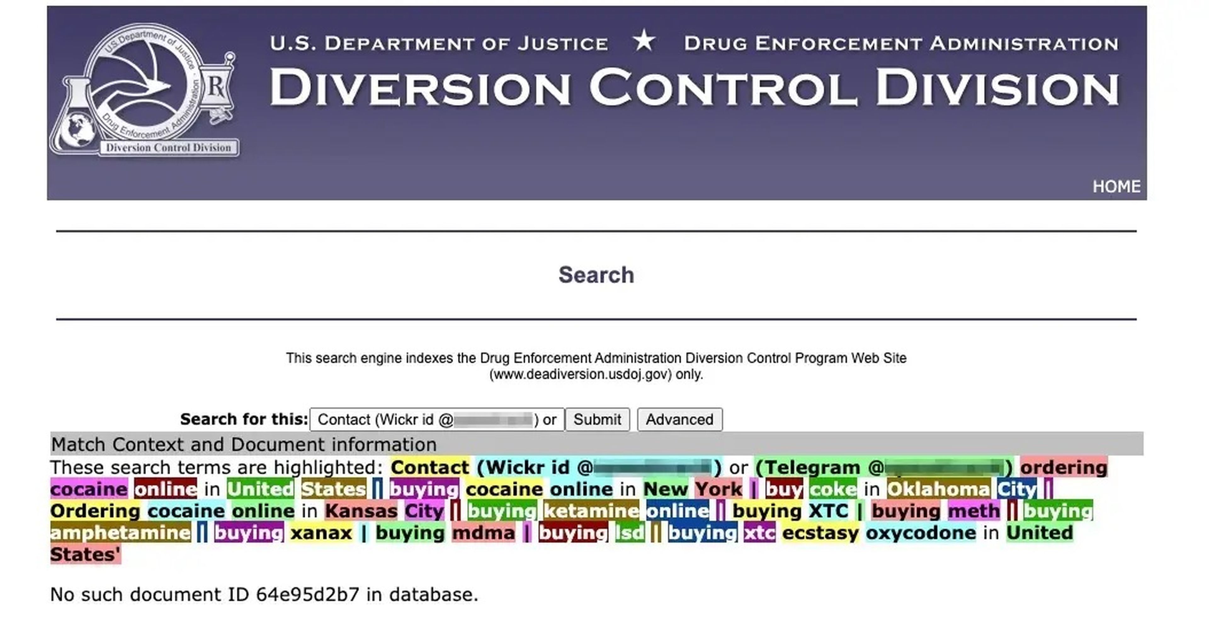 Los hackers atacaron una página web de la Administración de Control de Drogas (DEA) para hacer publicidad de medicamentos.