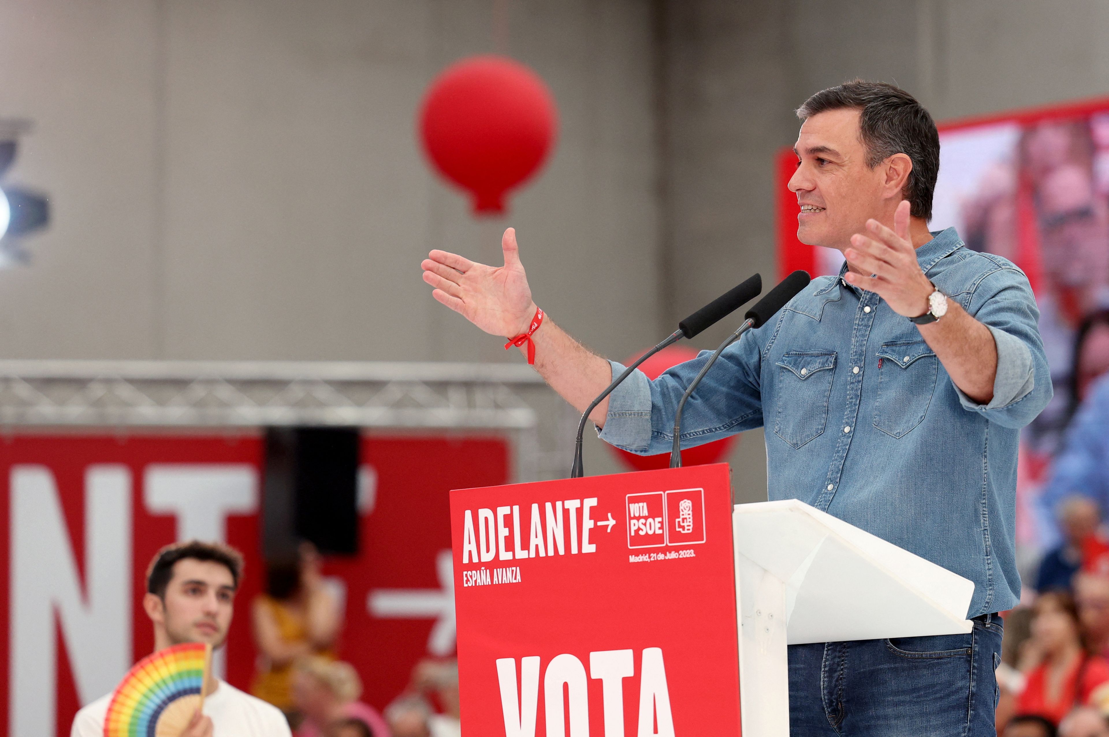 Pedro Sánchez, en un acto de campaña del PSOE