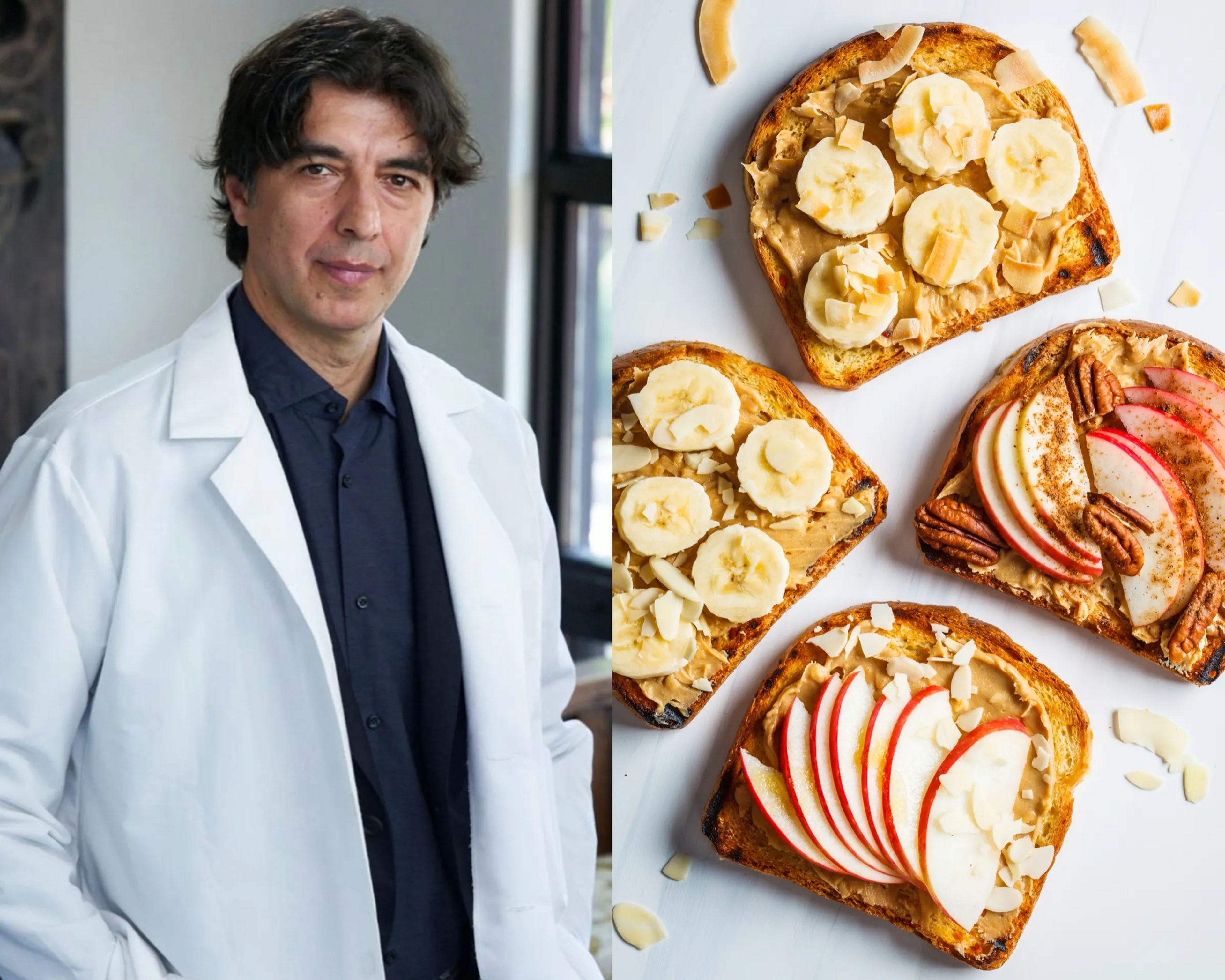 Valter Longo and some nut butter toast with bananas and apples