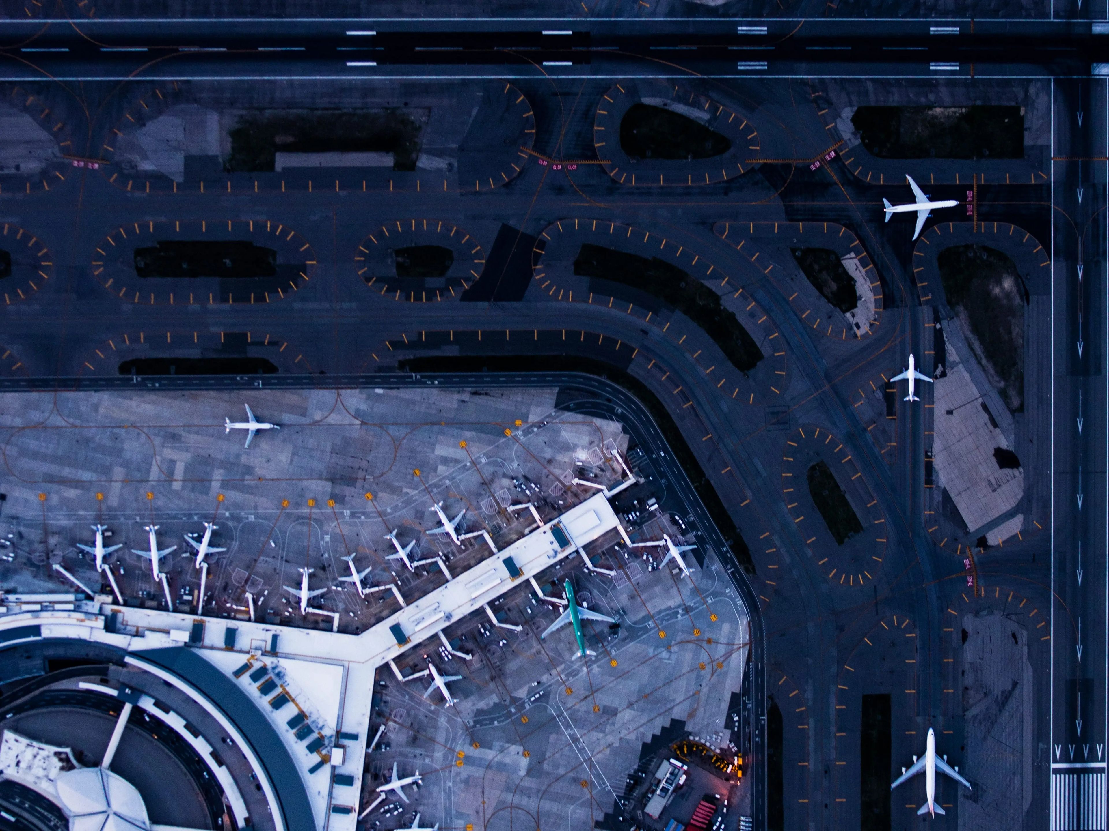 Vista aérea de la pista del aeropuerto John F. Kennedy de Nueva York.