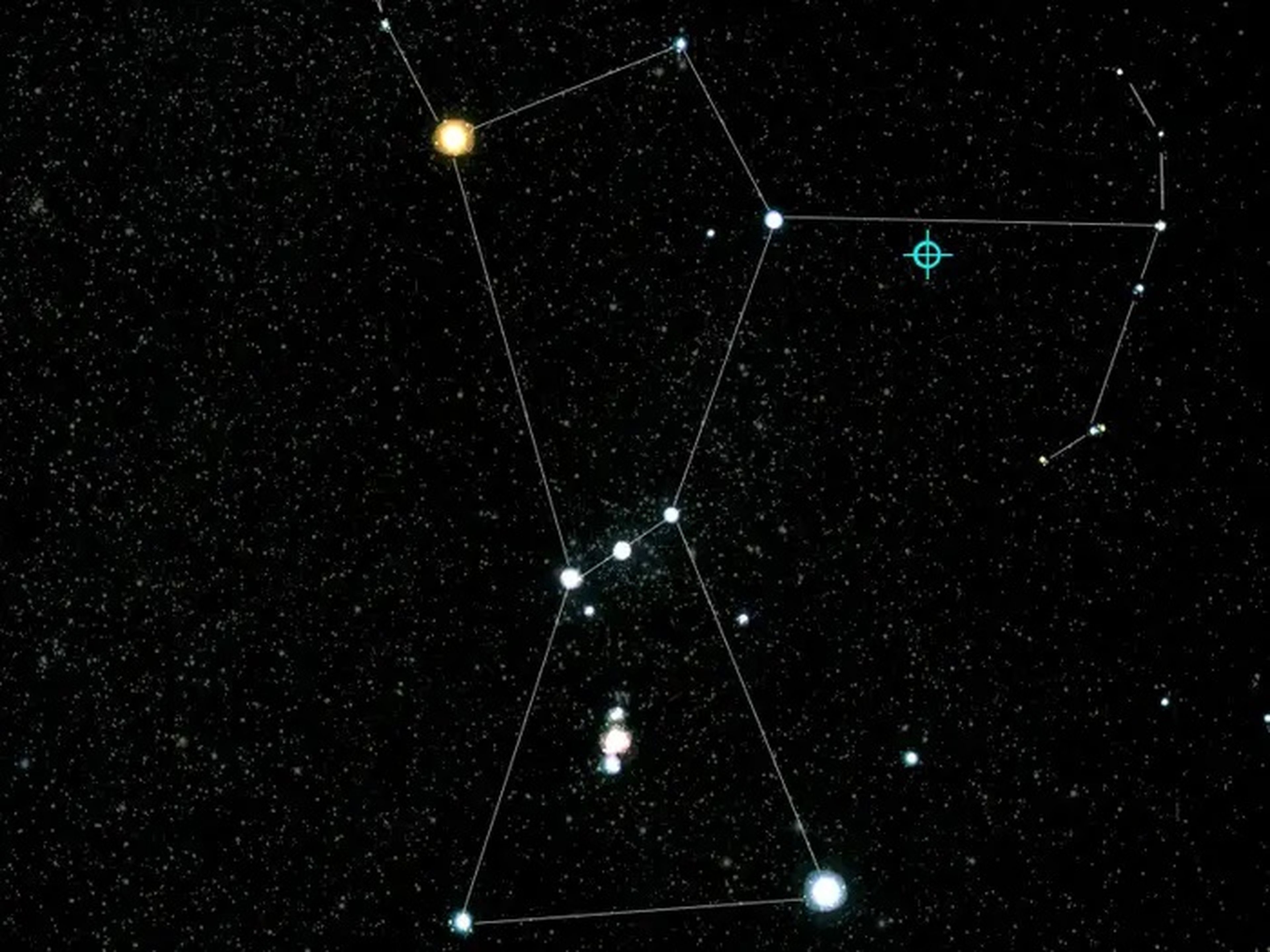 La constelación de Orión es fácil de ver en el cielo nocturno. Basta con buscar las tres estrellas brillantes que forman el cinturón de Orión.