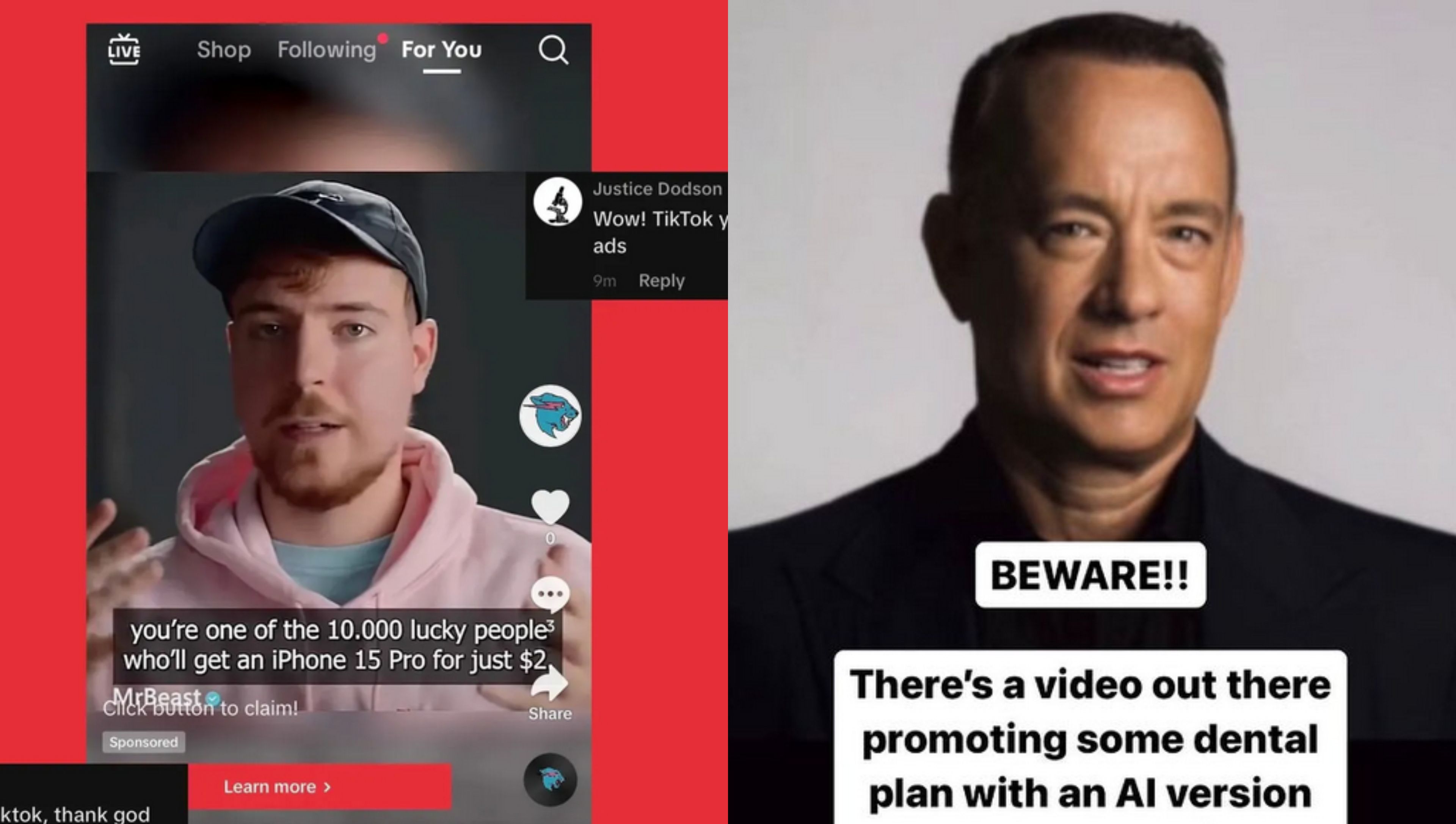 Deepfake IA delito Tom Hanks Mr Beast