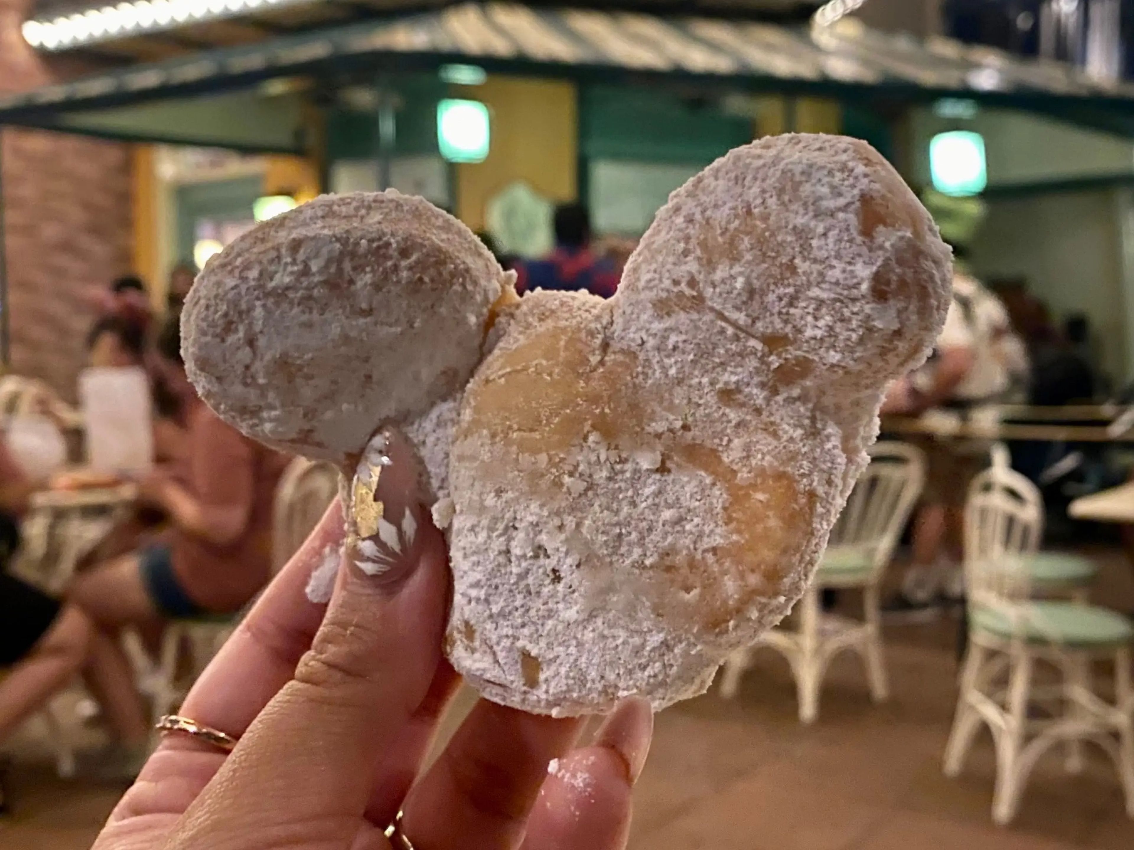 A Disney Mickey-shaped beignet.