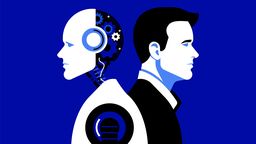 Ilustración humanos e inteligencia artificial
