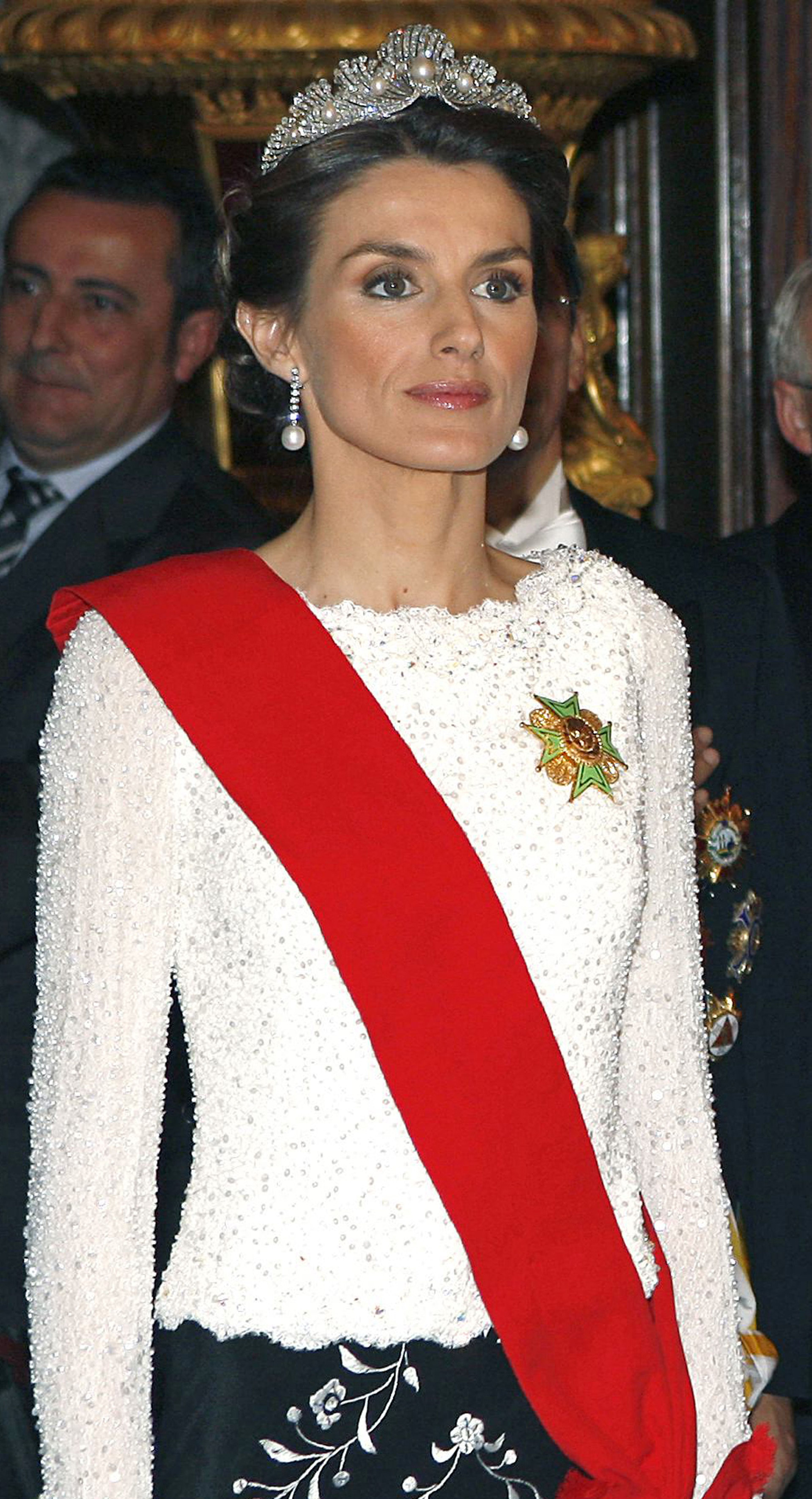 Letizia luciendo la tiara la Chata.