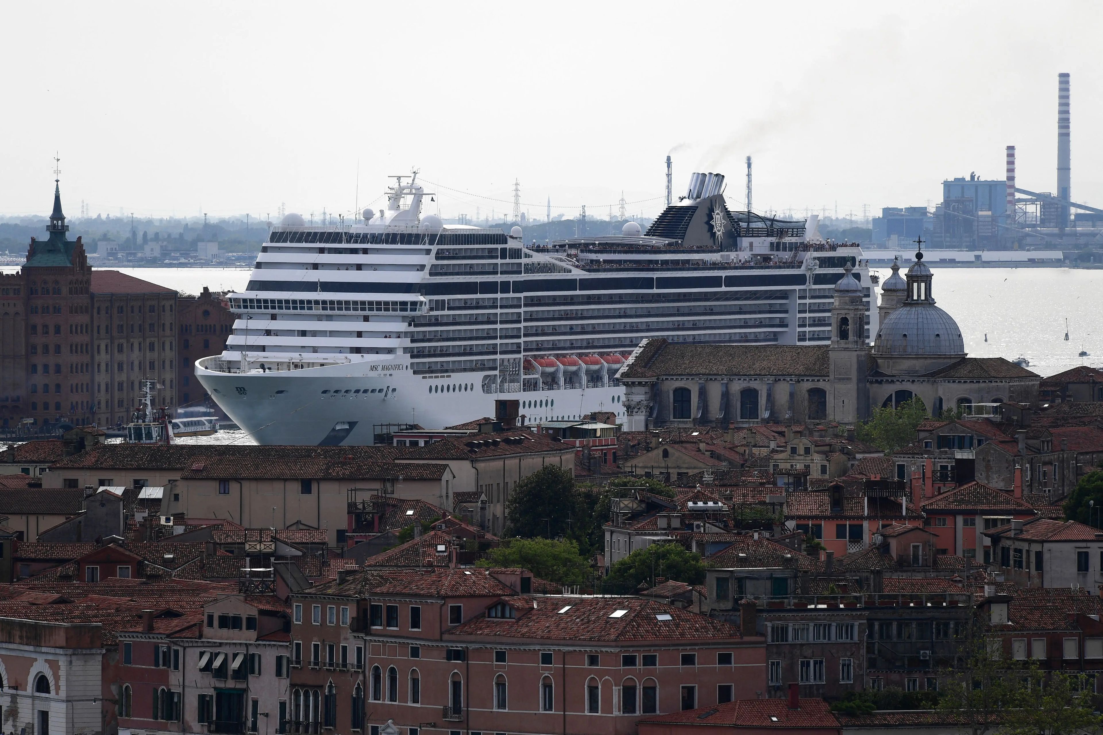 The MSC Magnifica cruise ship docked in Venice.
