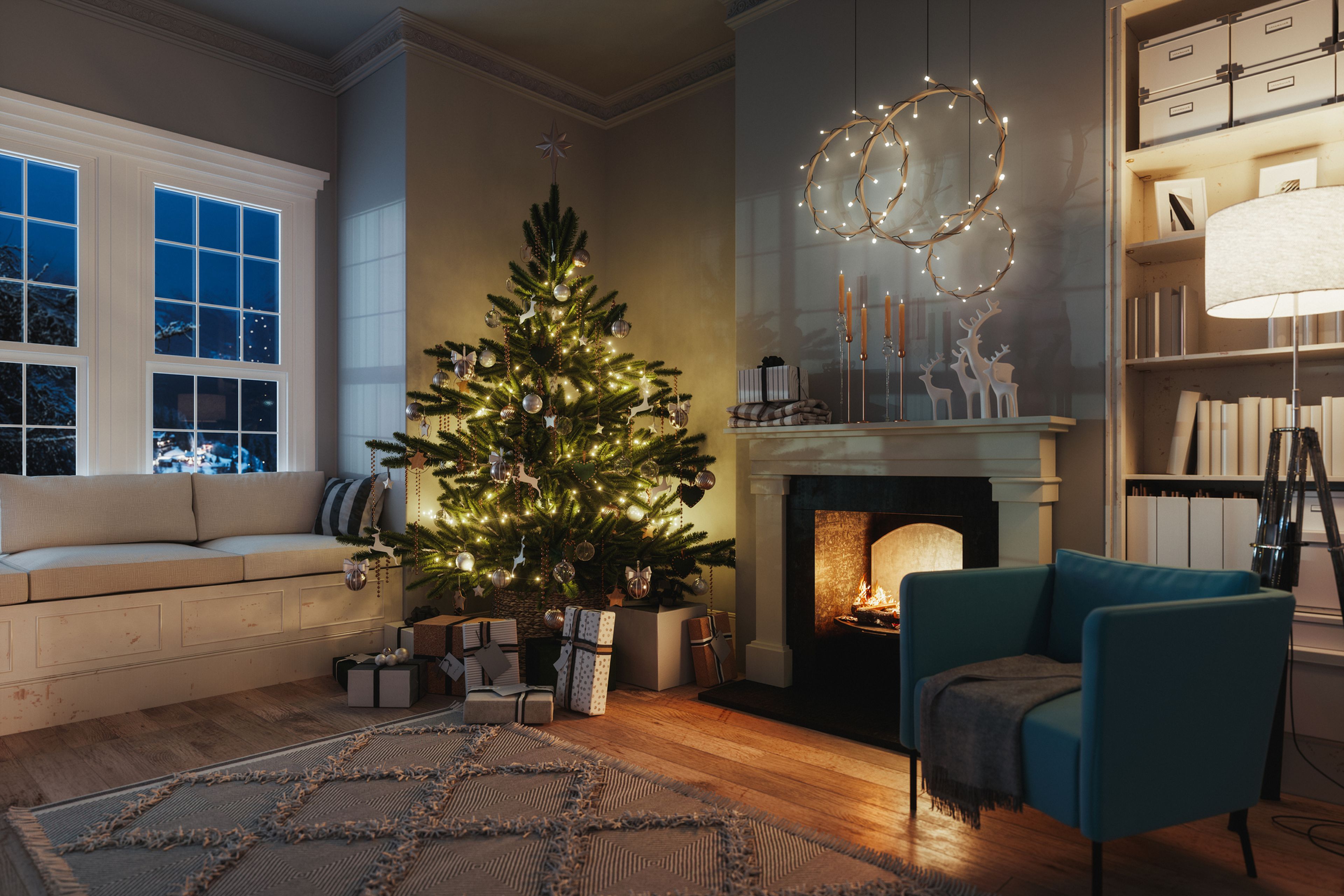 árbol de Navidad con luces