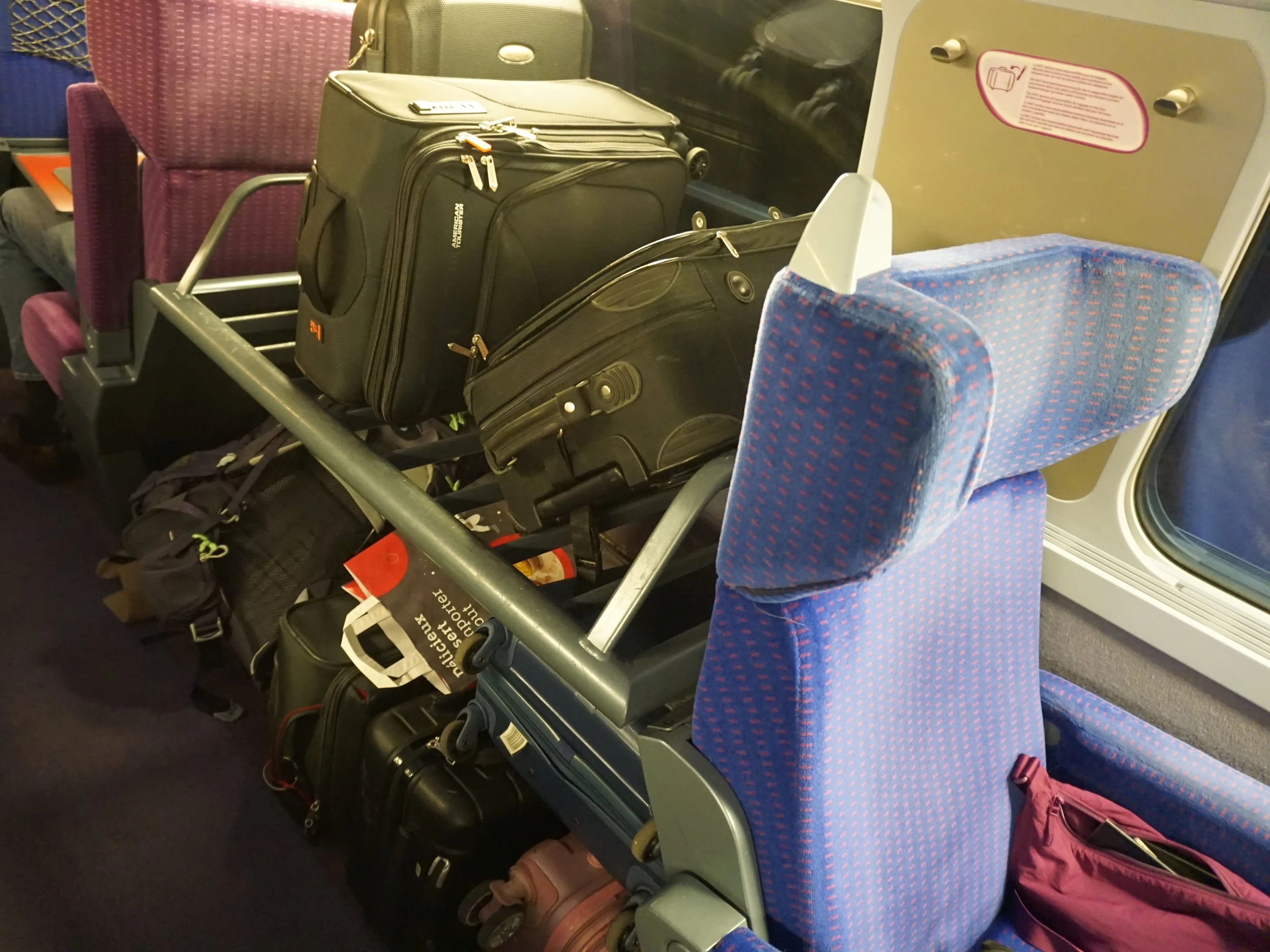 Bag rack in a train.