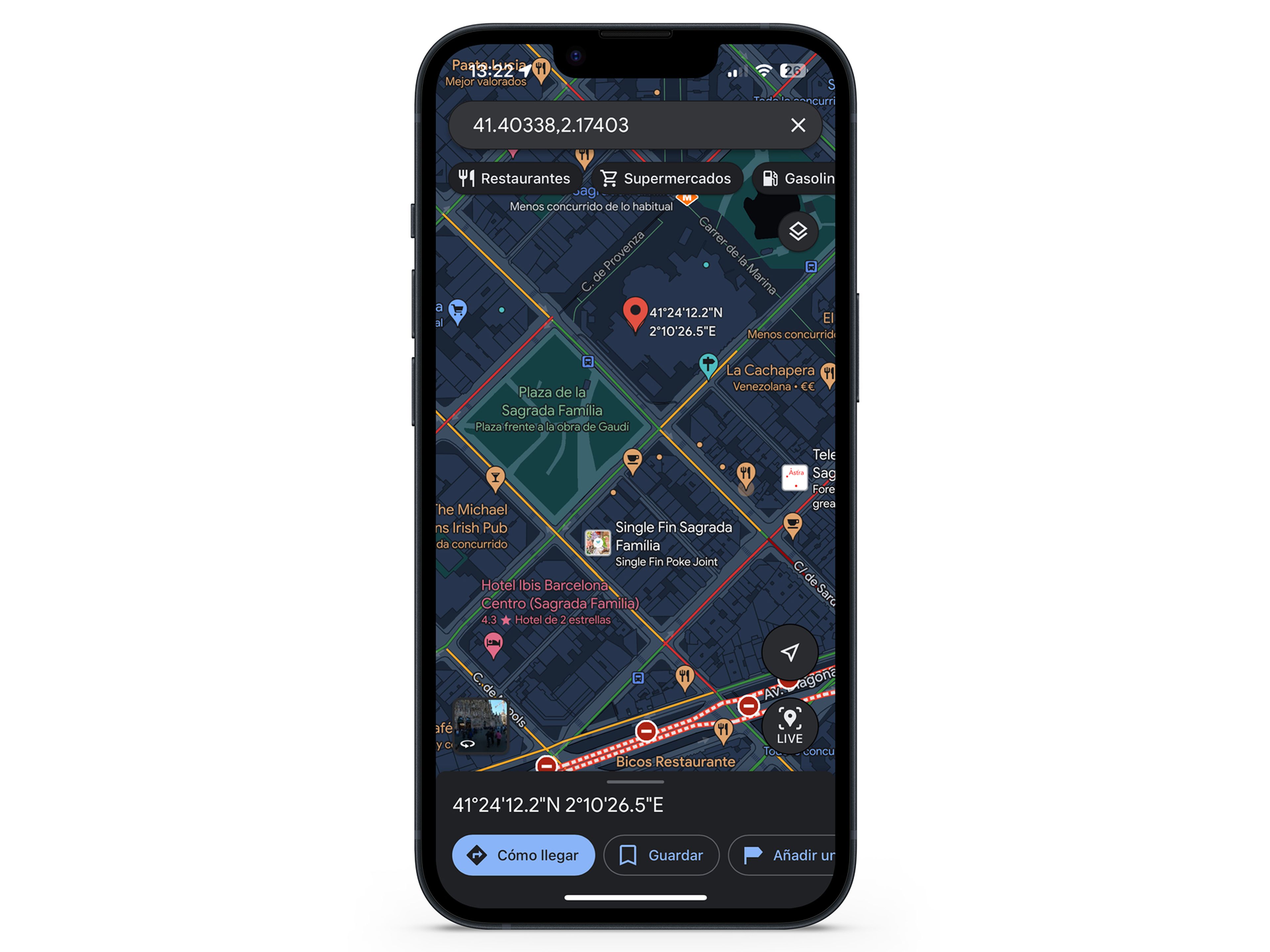 在 Google 地图 iPhone 中按地理坐标搜索