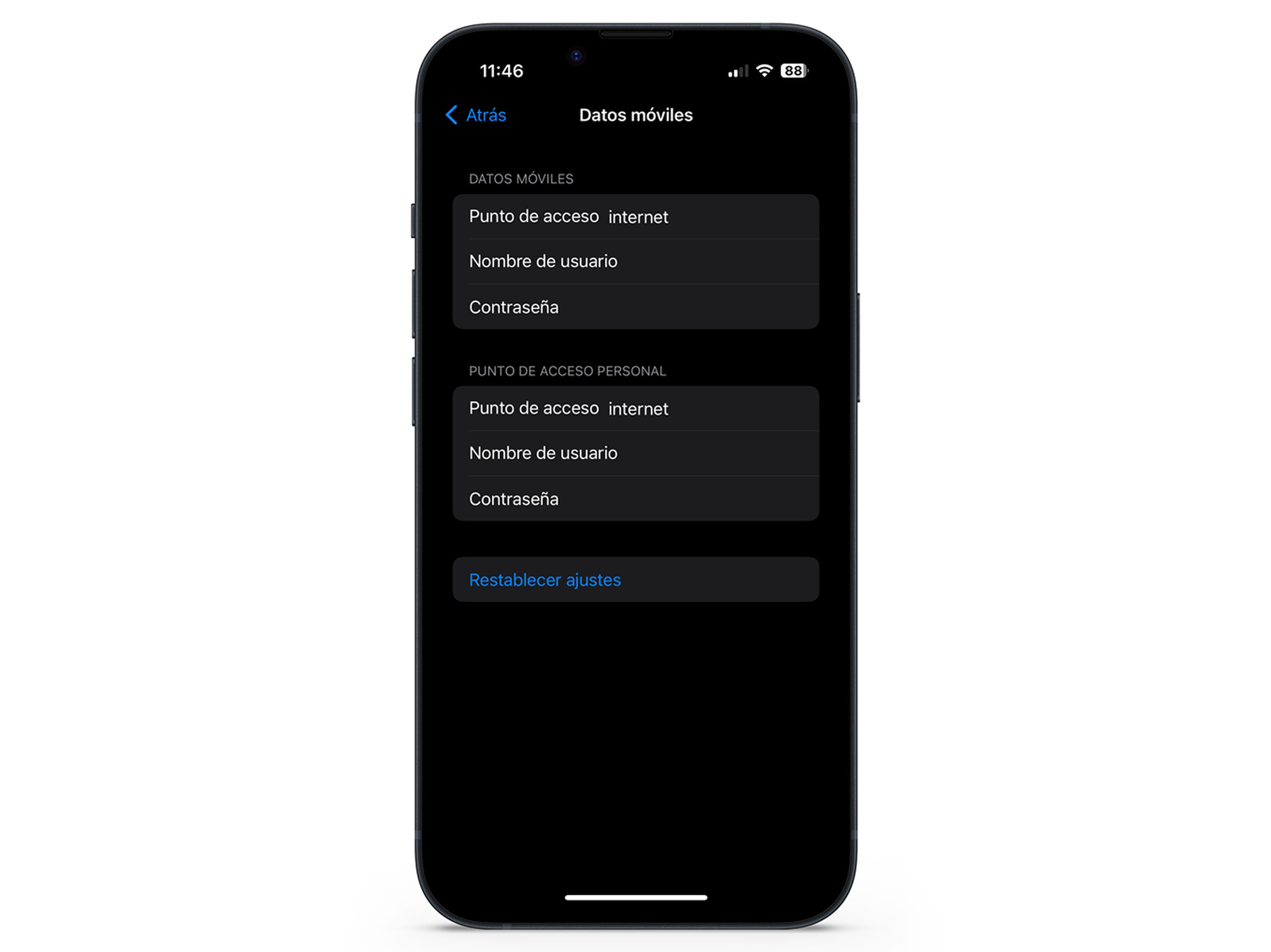 Configurar el APN de DIGI para navegar en iPhone