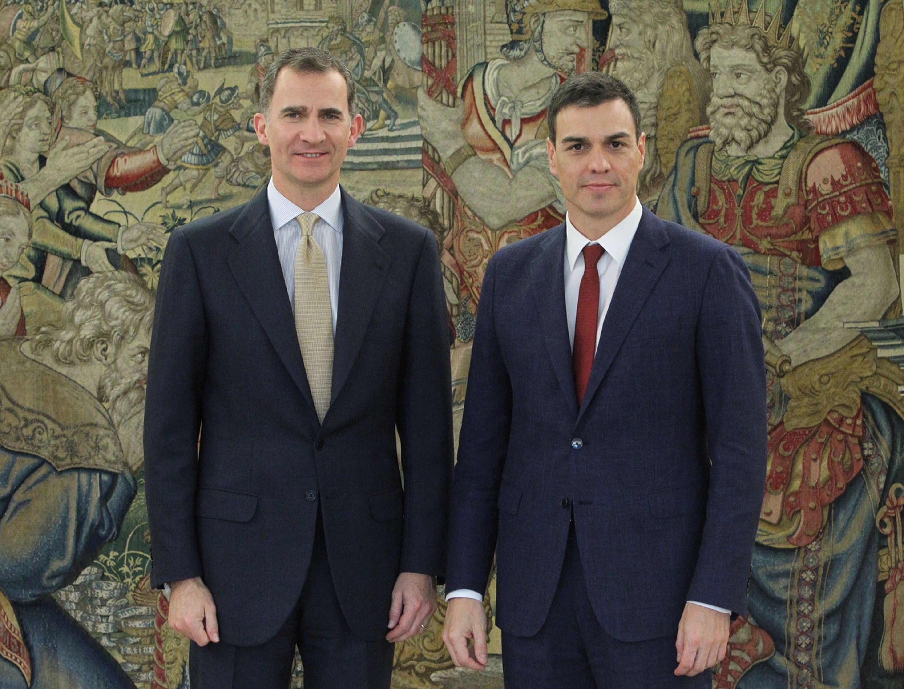 Audiencia del rey Felipe VI con el candidato Sánchez en abril de 2016.