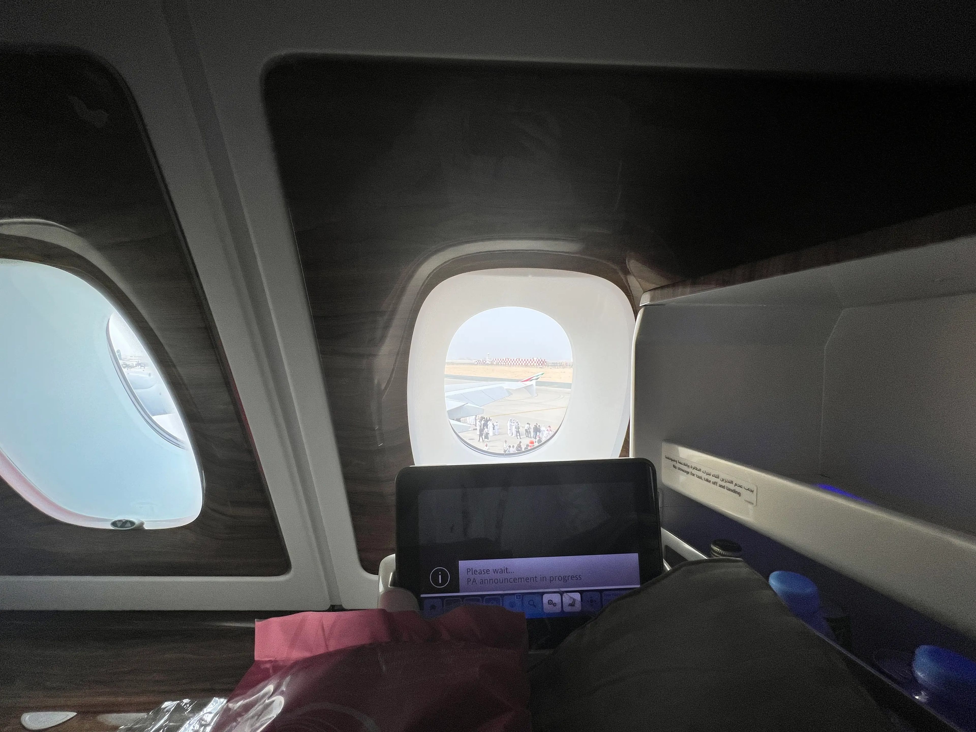 The view from the window on Emirates A380 business class, where the console is in the way.
