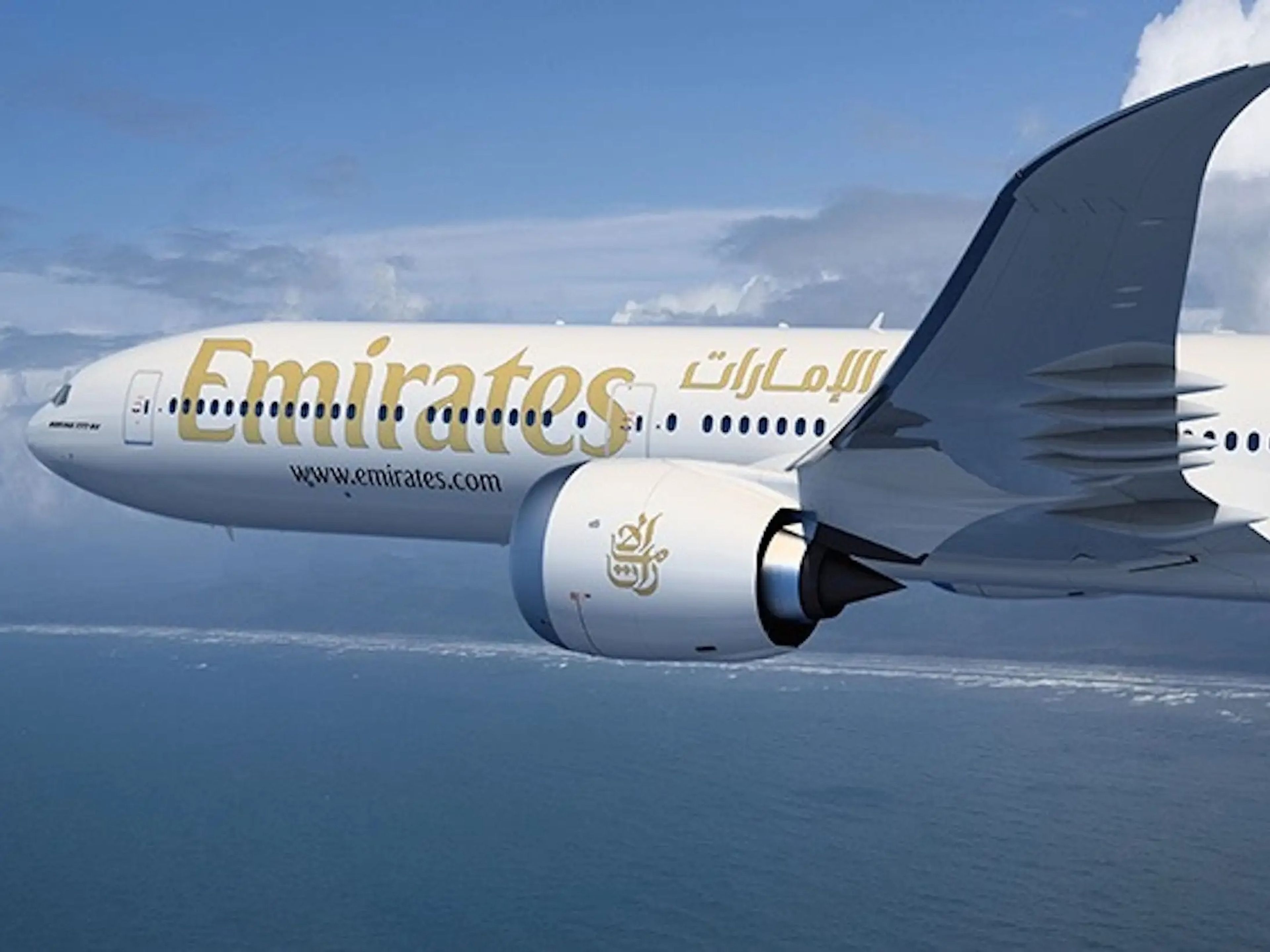 Representación del Boeing 777X de Emirates.