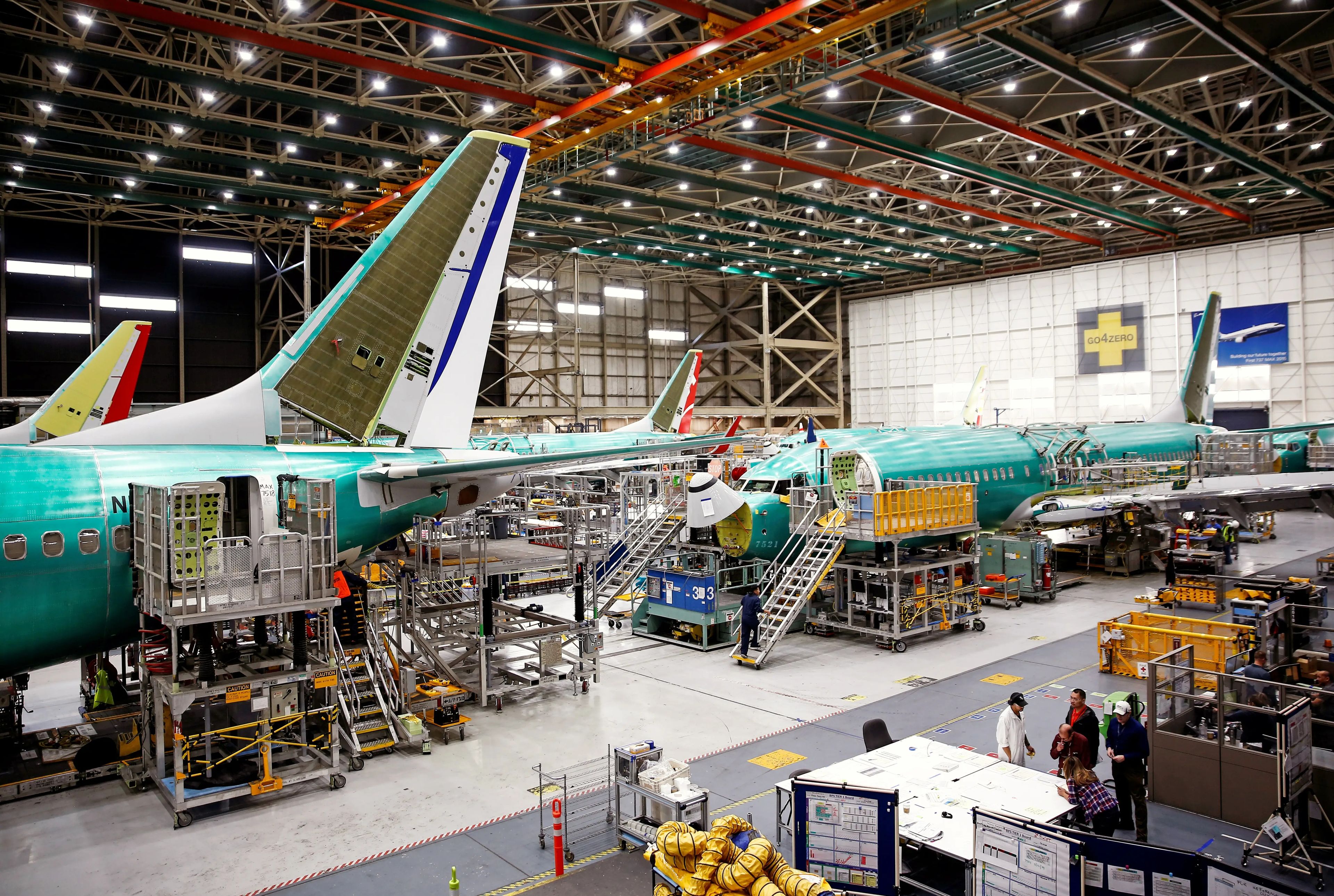 Aviones 737 Max aparecen en la fábrica de Boeing en Washington, Estados Unidos.   