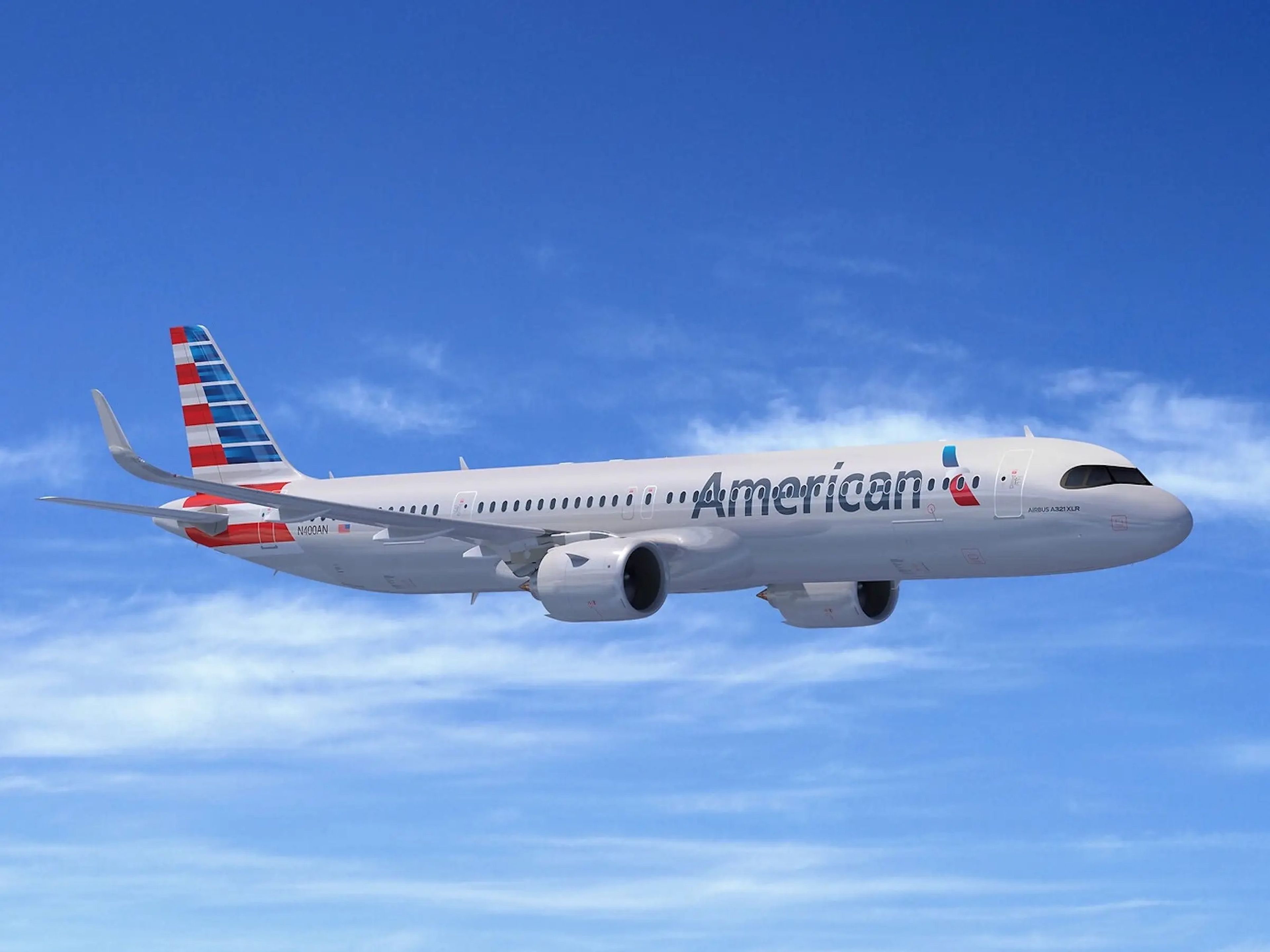 Una representación del A321XLR de American Airlines.