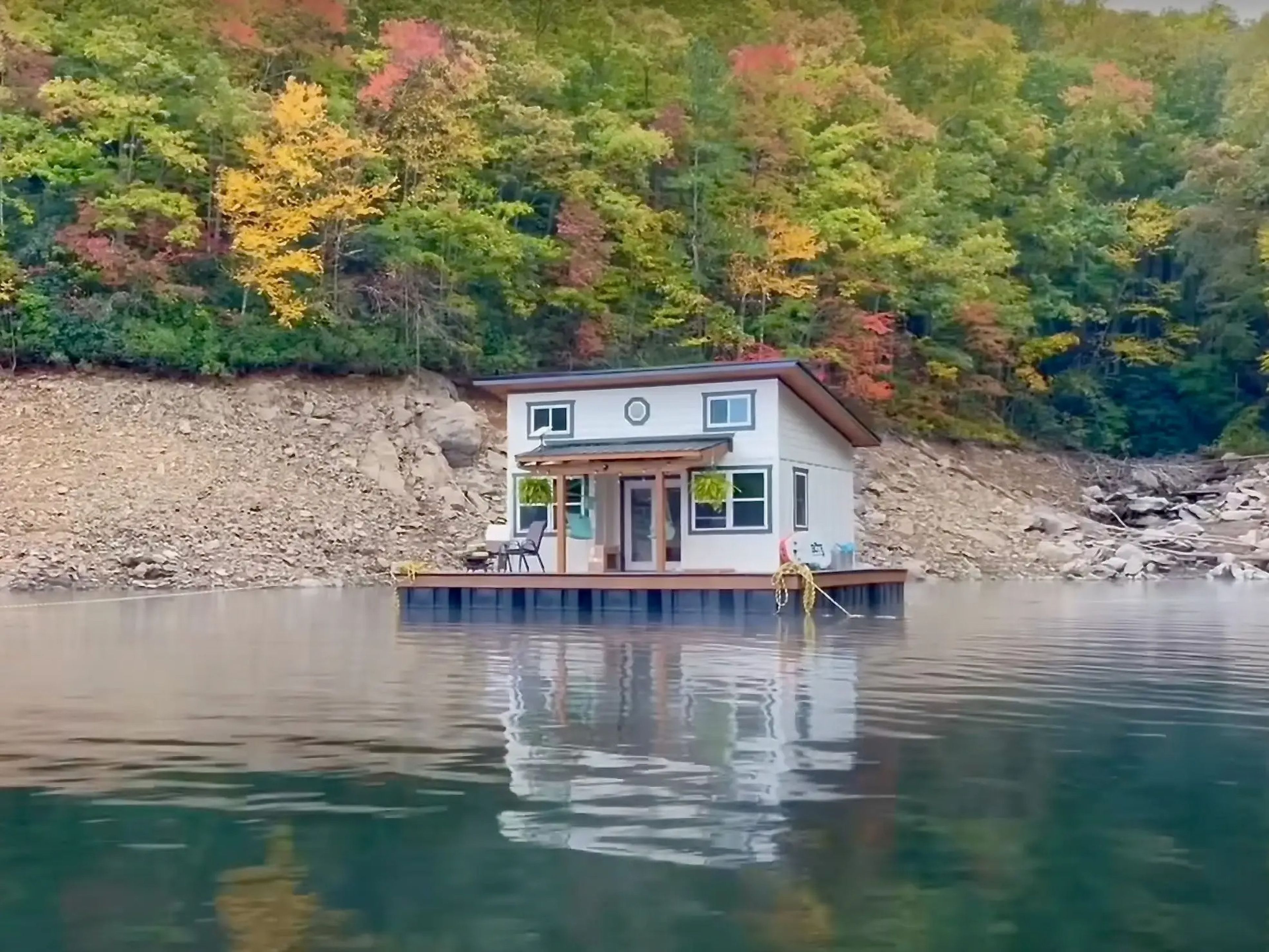 The couple built a floating home in the middle of a lake in North Carolina.