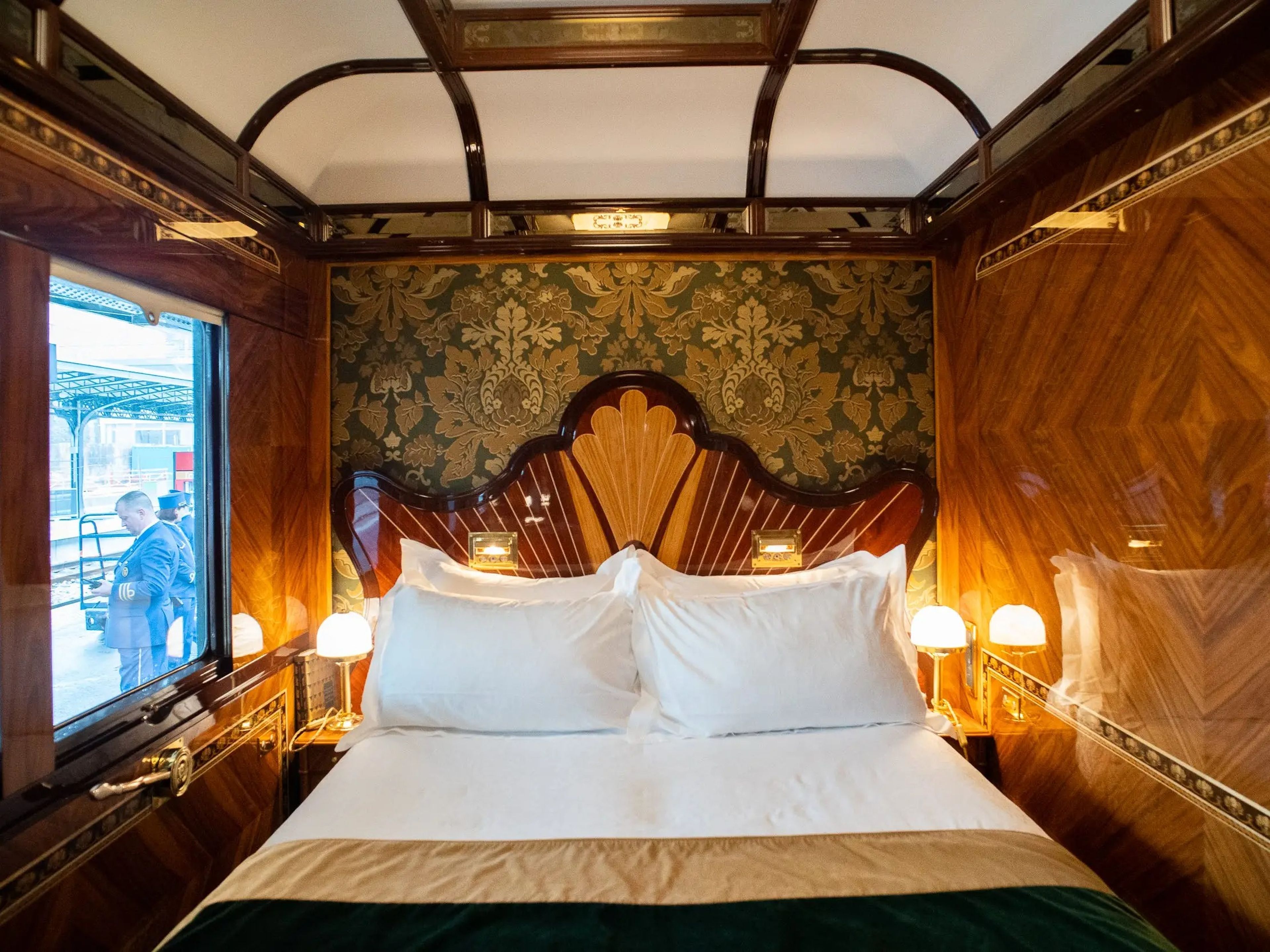 Interior de una suite del tren Venice Simplon-Orient Express.