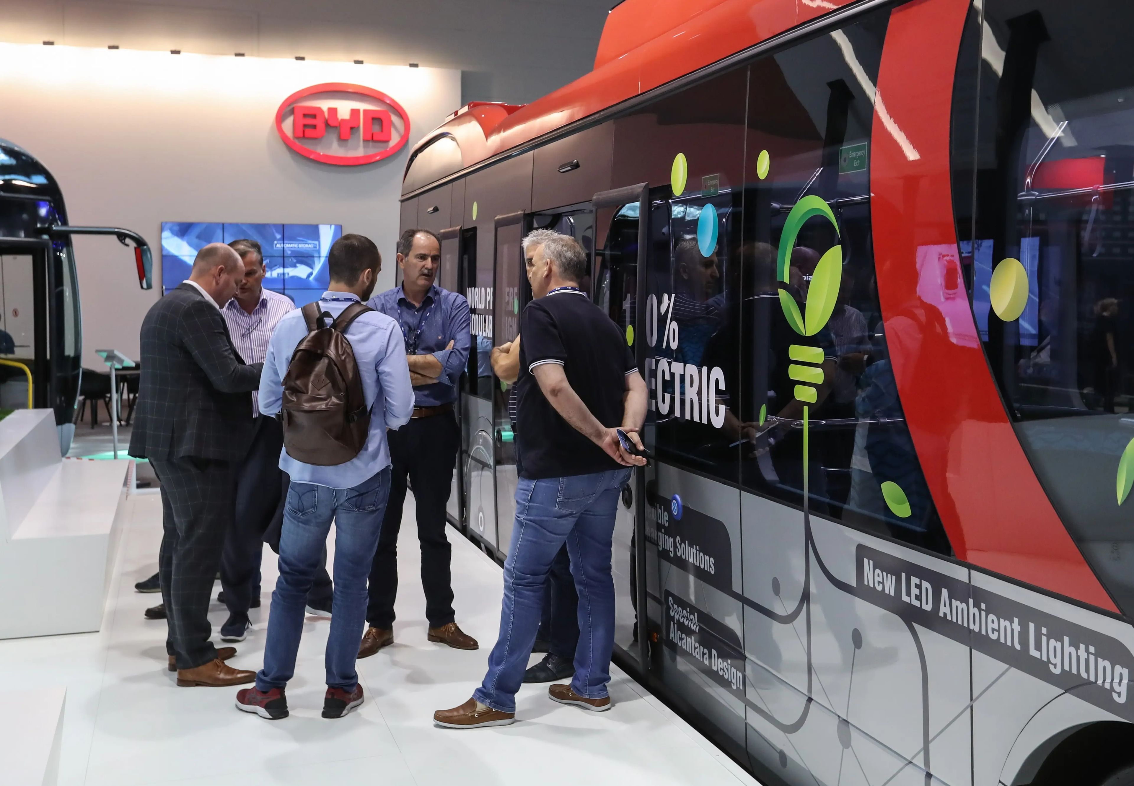 Visitors are seen at the booth of BYD during the 67th IAA Commercial Vehicles in Hanover, Germany, on Sept. 20, 2018. TO GO WITH XINHUA HEADLINES OF APRIL 30, 2021