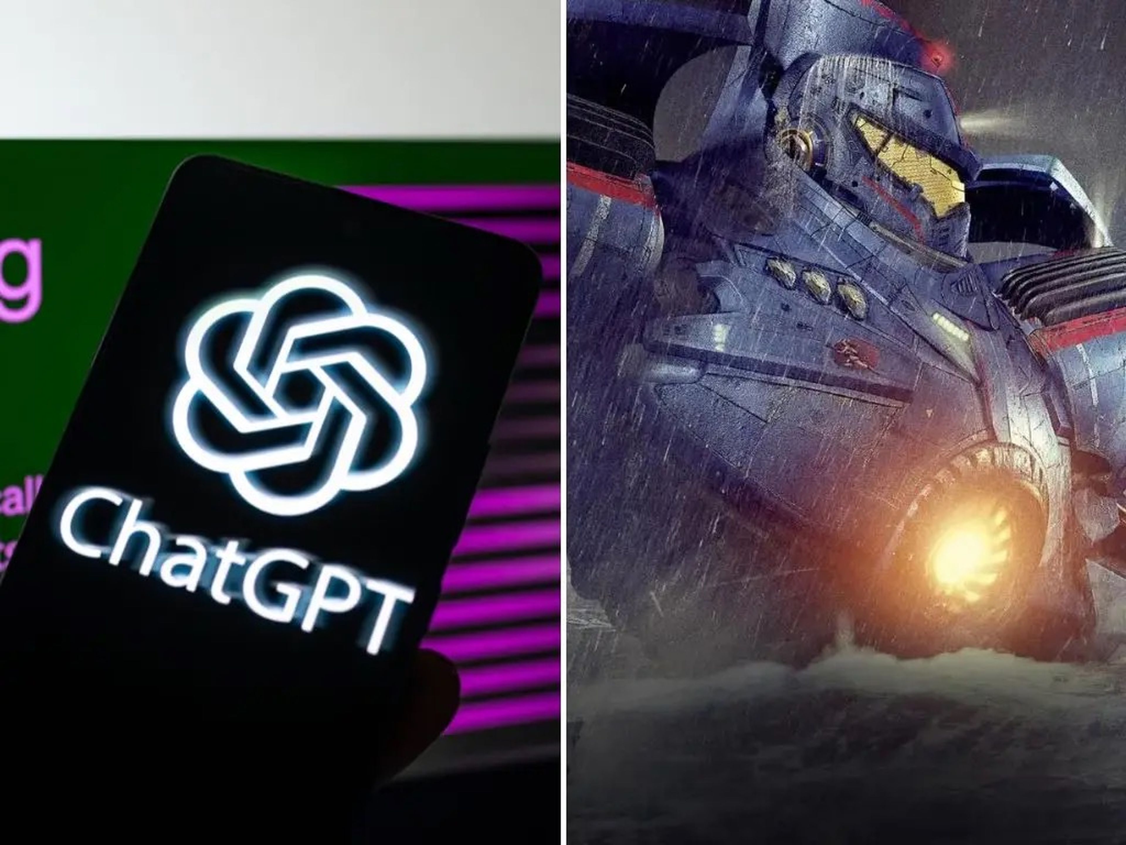 ChatGPT (left) and Pacific Rim's Gypsy Danger mecha (right).