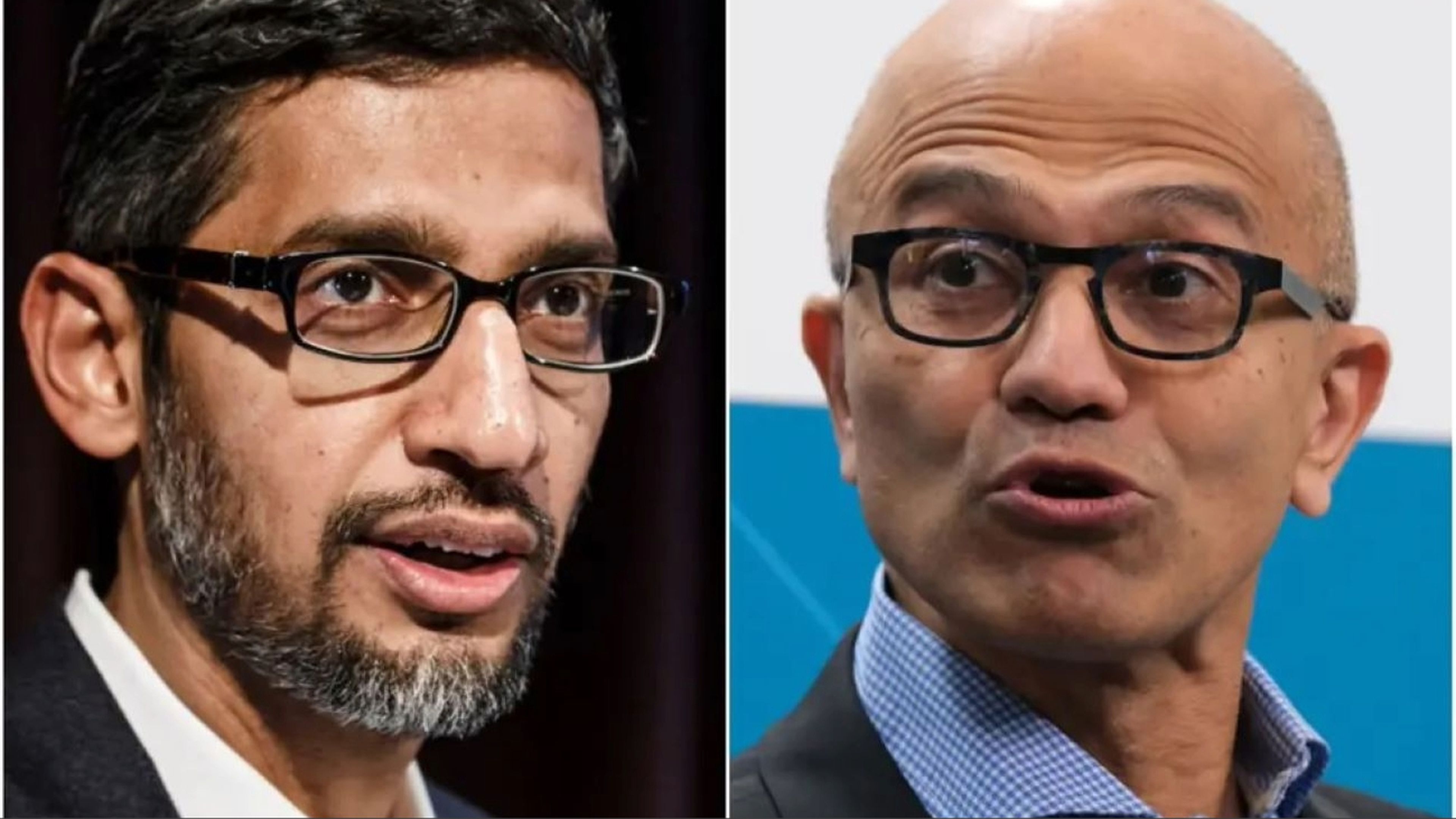 El consejero delegado de Google, Sundar Pichai, y el CEO de Microsoft, Satya Nadella.