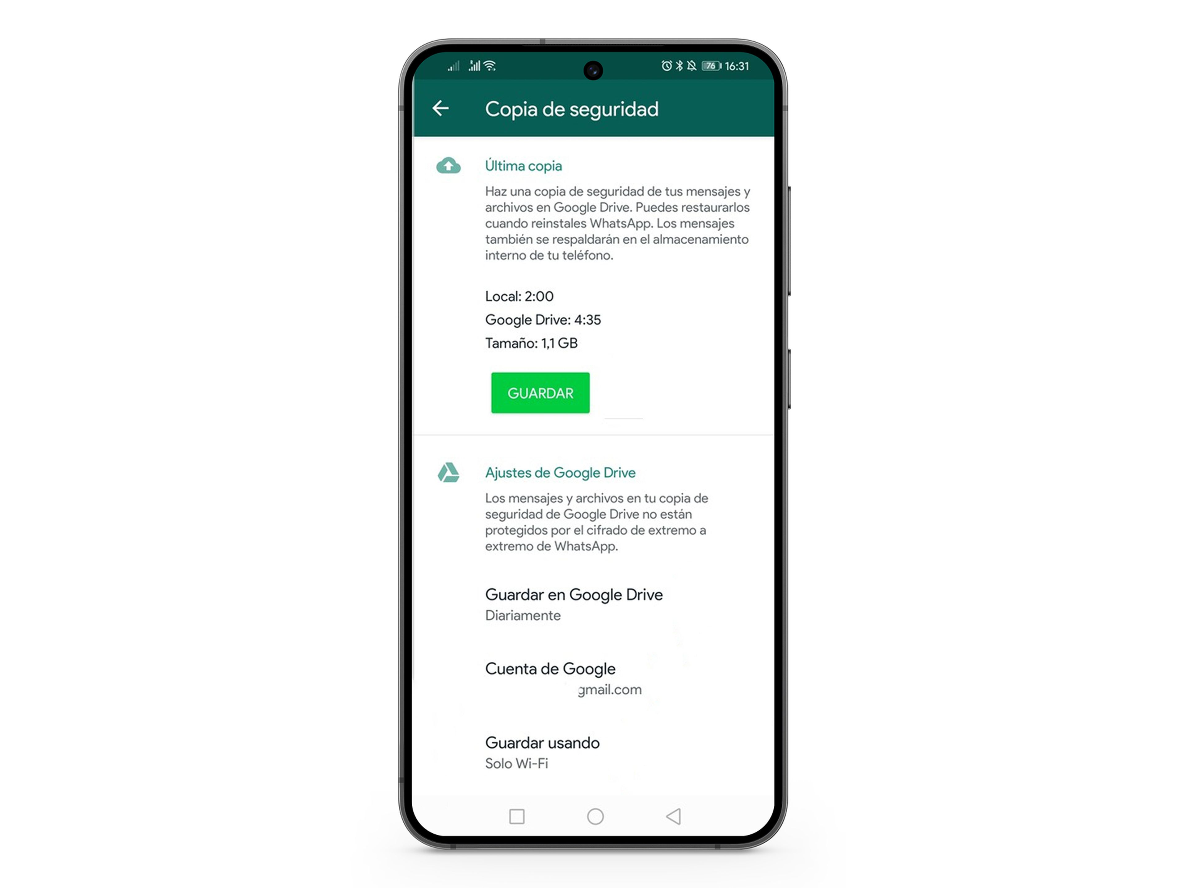 Copia de seguridad WhatsApp en Android