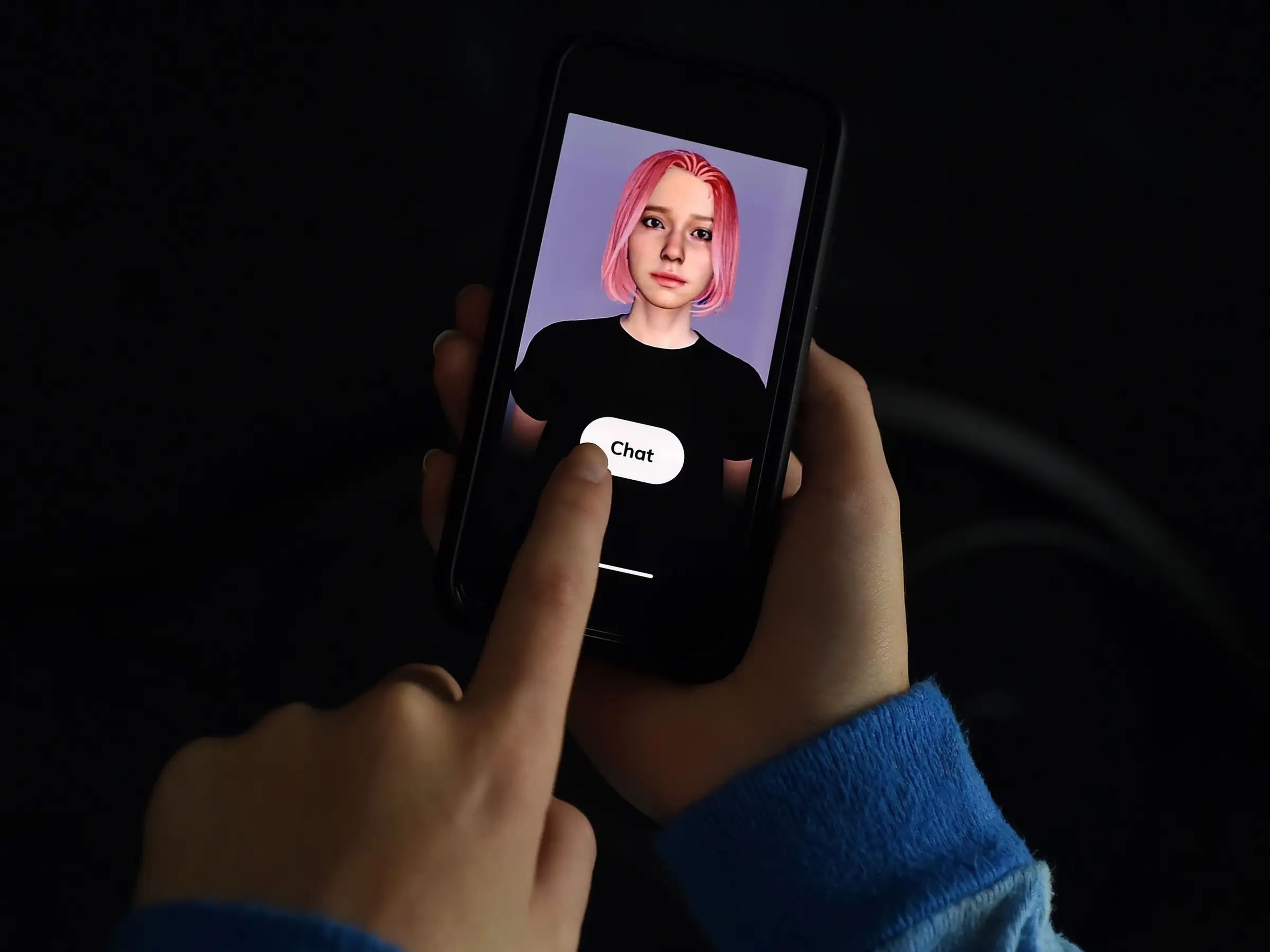 illustration of a Replika chatbot on a phone