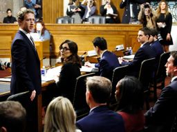 Mark Zuckerberg, CEO of Meta, speaks directly to victims and their family members during a Senate Judiciary Committee hearing.