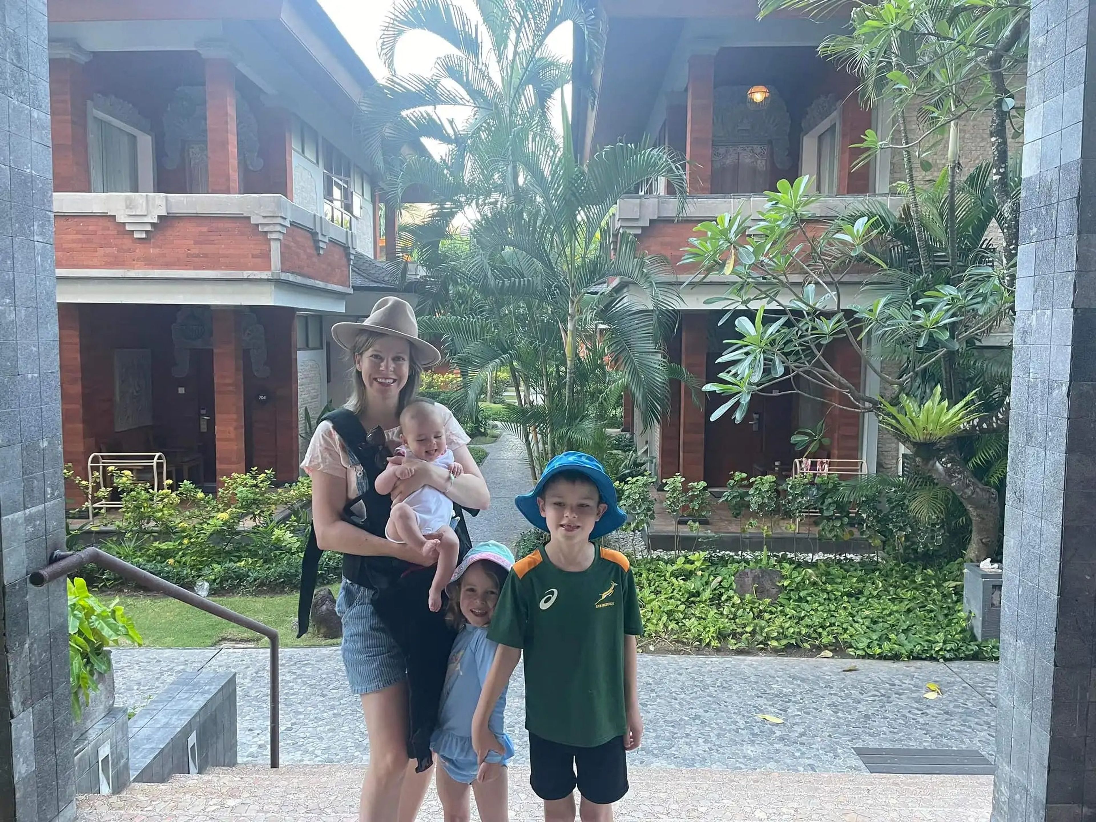 Melissa Noble y su familia han viajado por todo el mundo, incluido Bali en 2023.