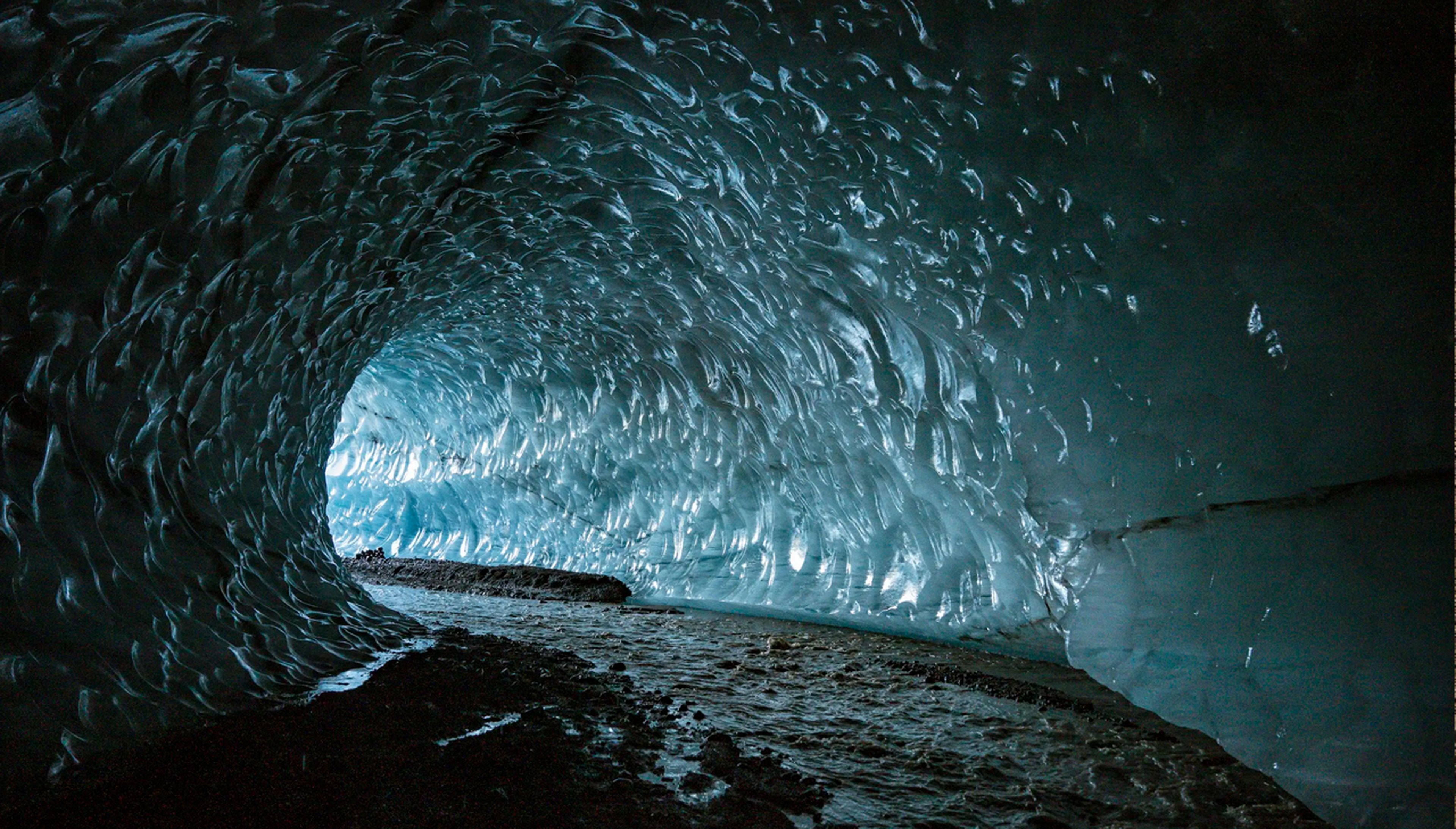 Las paredes de la cueva de hielo.